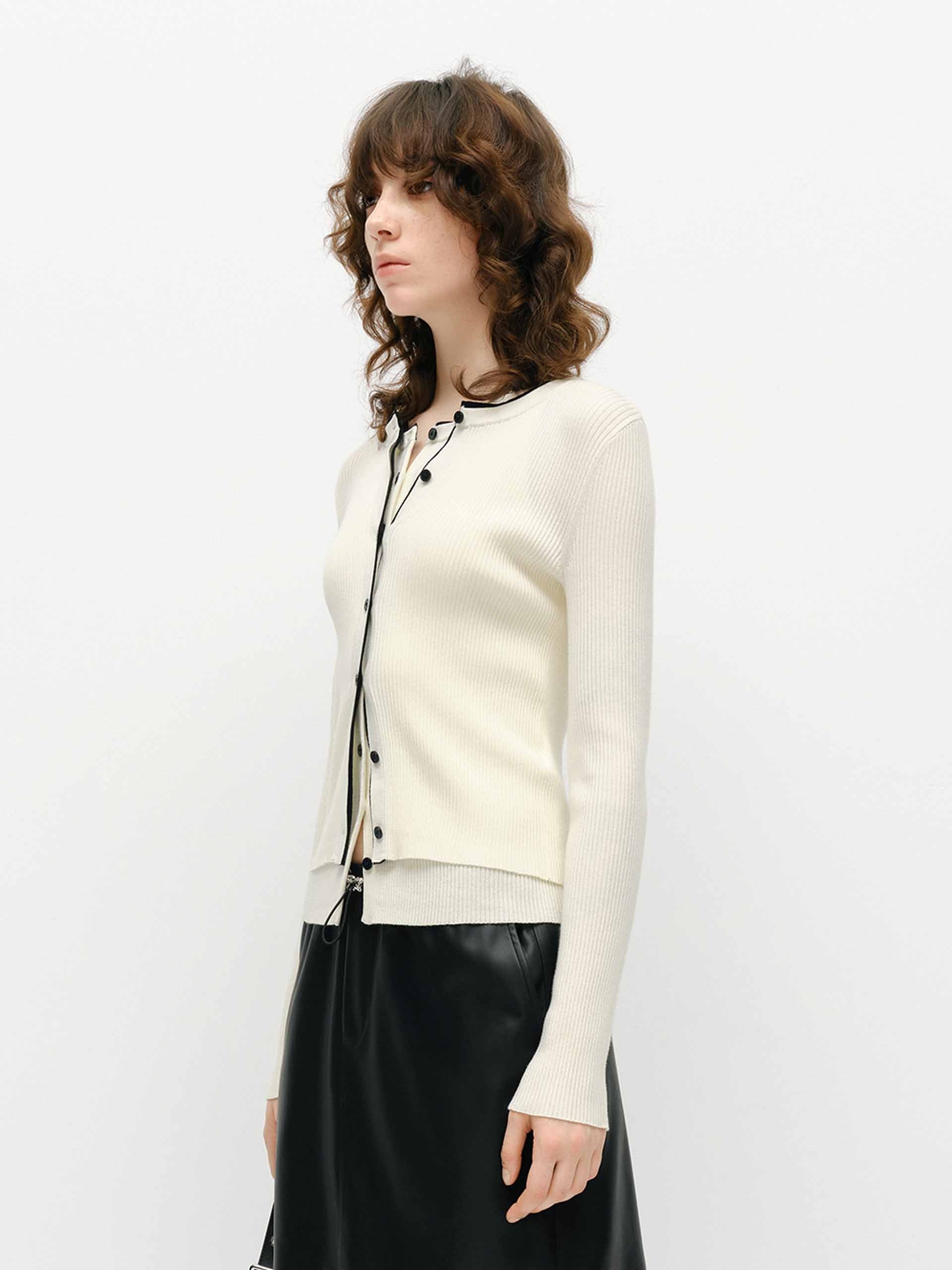 Contrast Placket Knit Cardigan - Image 8