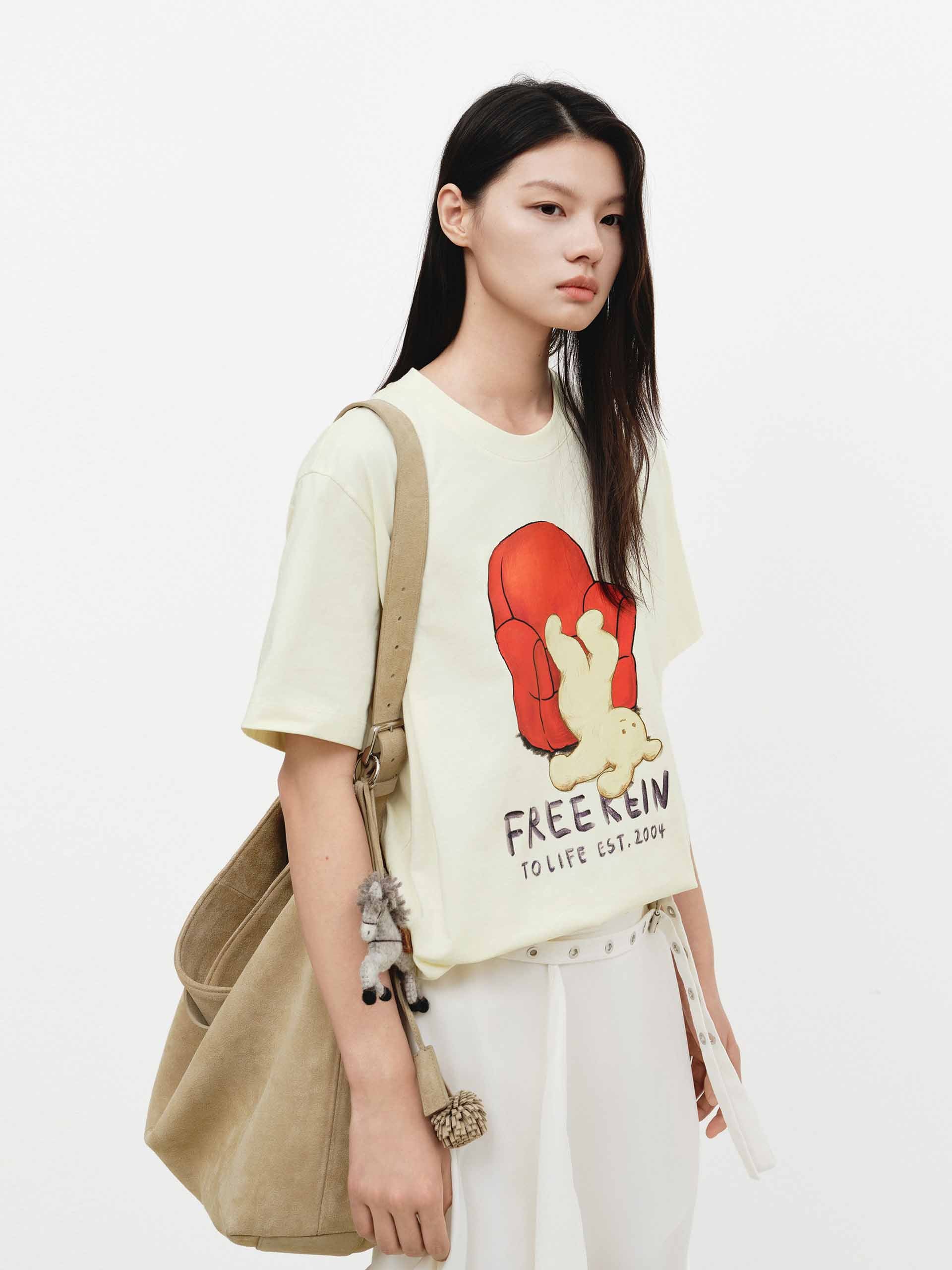 Contrast Print Cotton T-shirt - Image 14