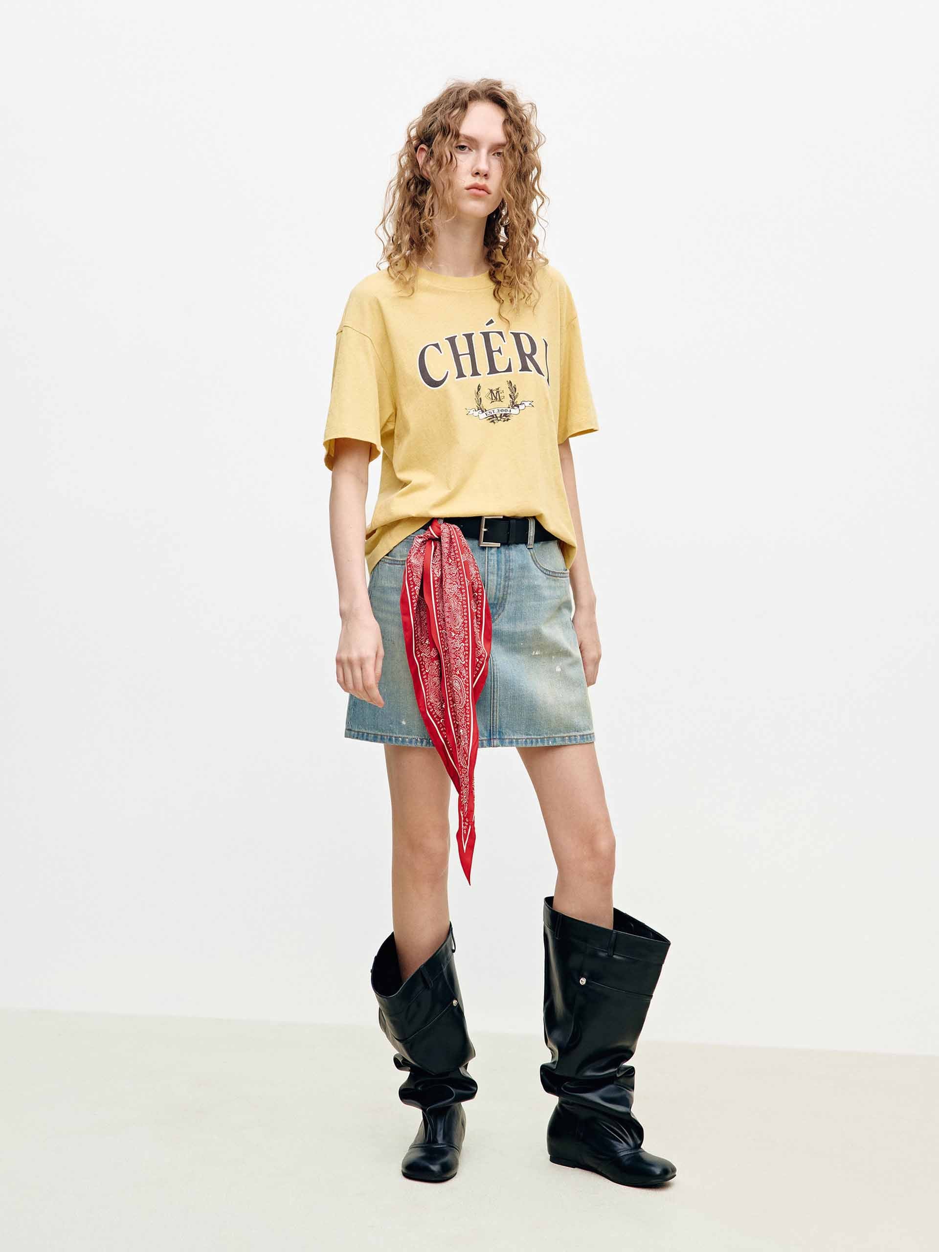 Contrast Printed Cotton T-shirt - Image 10