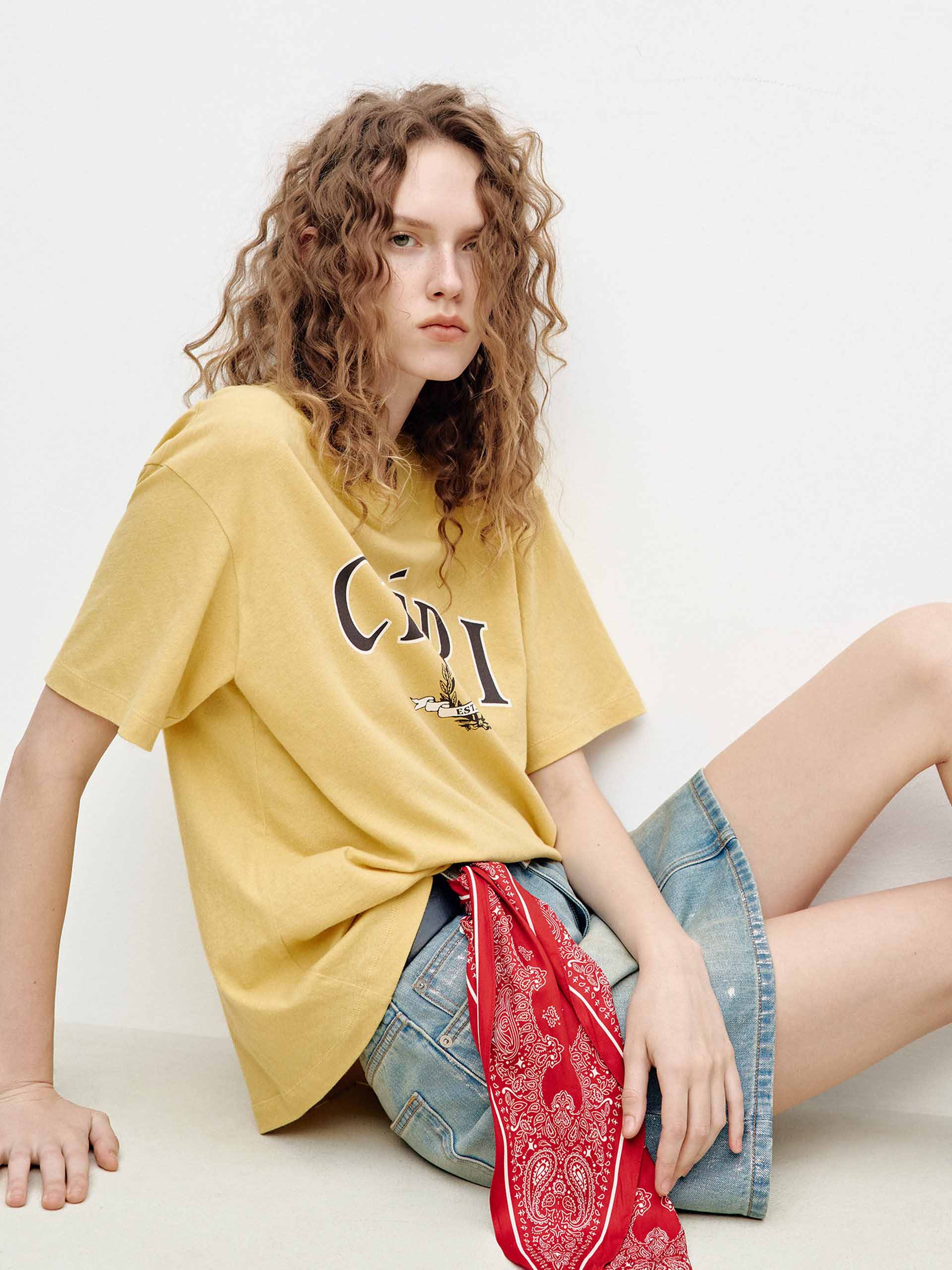 Contrast Printed Cotton T-shirt - Image 15
