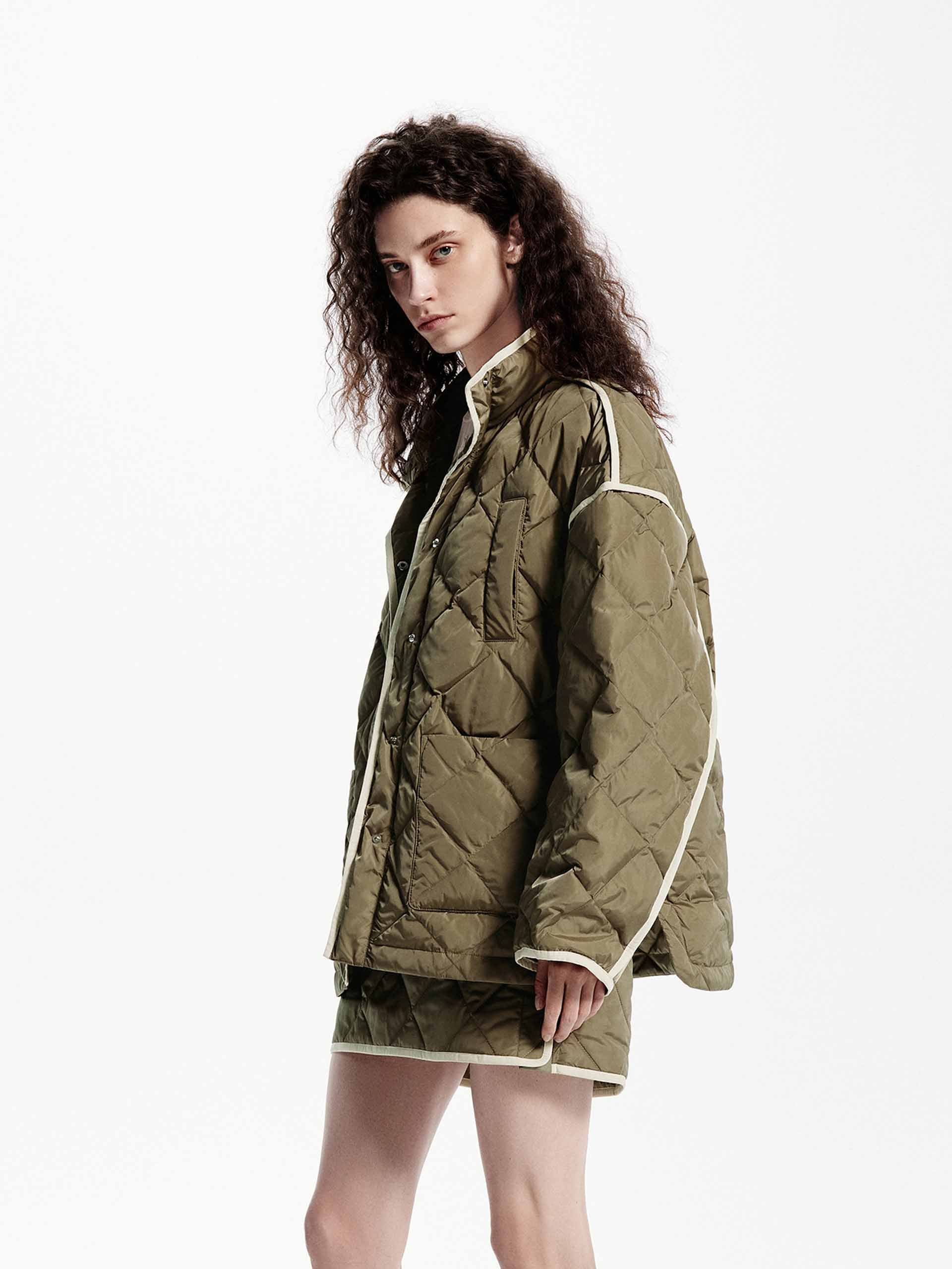 Contrast Quilted Down Jacket - Image 16