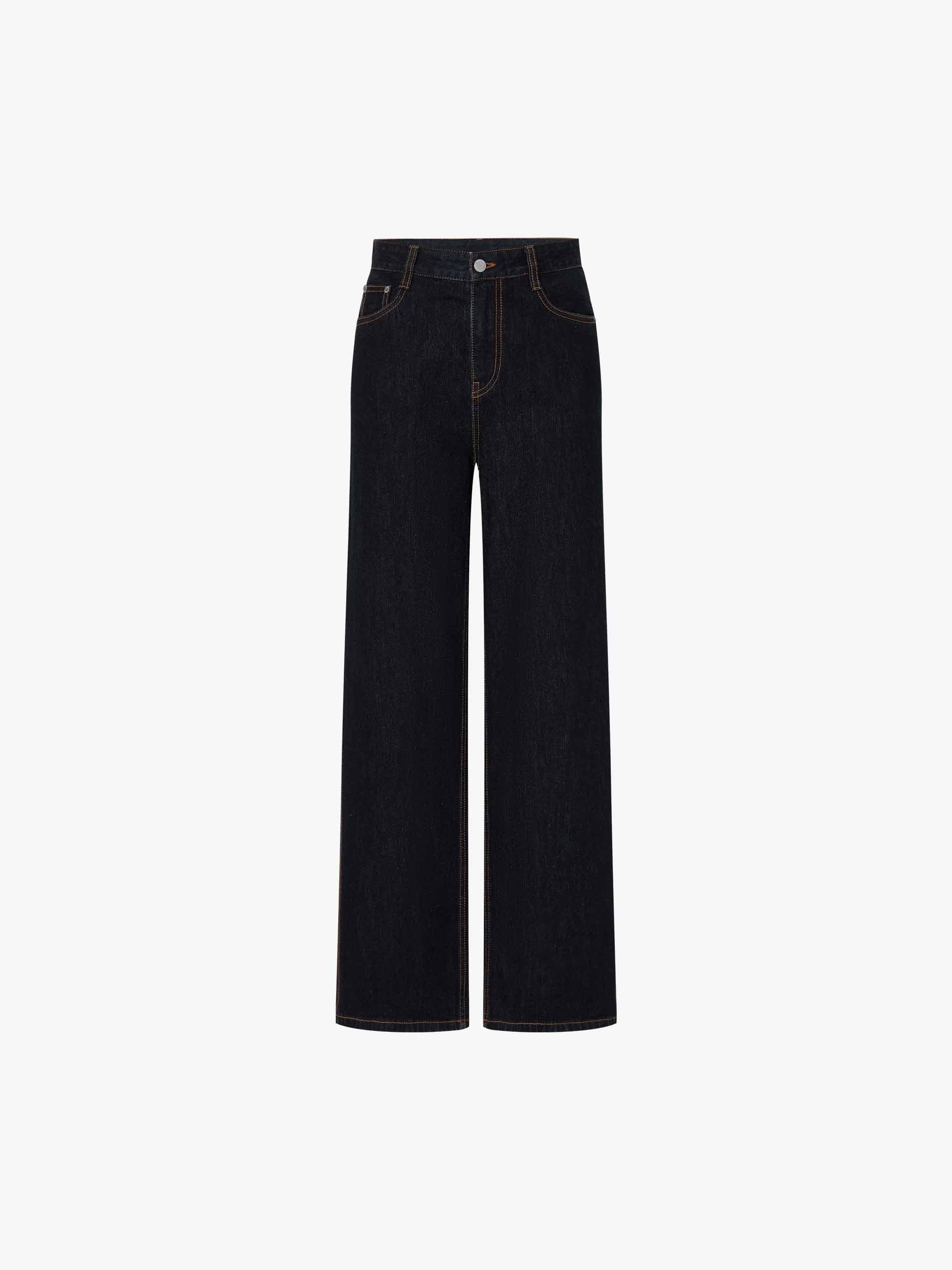 Contrast Seam Straight Jeans - Image 5