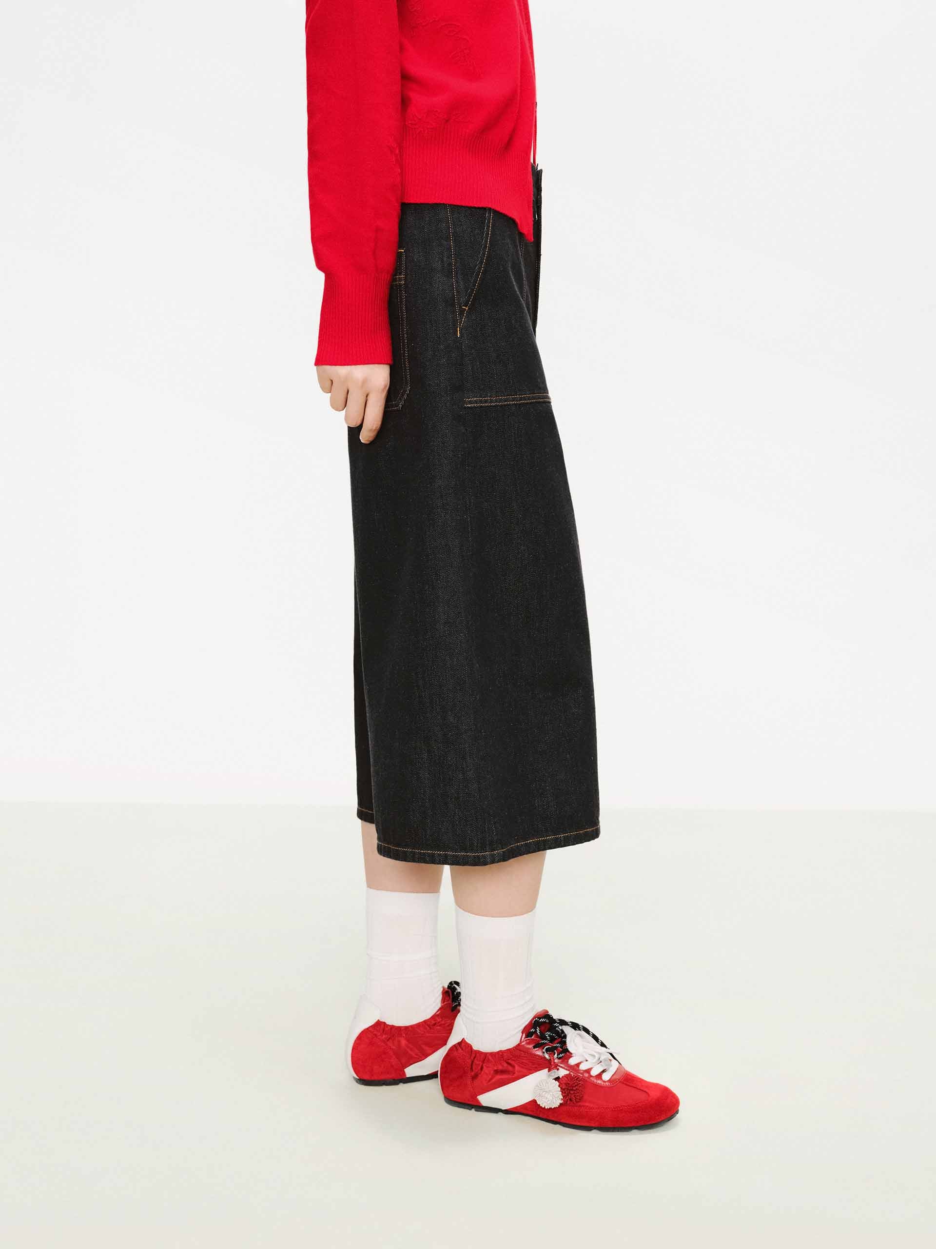 Contrast Seams Denim Shorts - Image 7