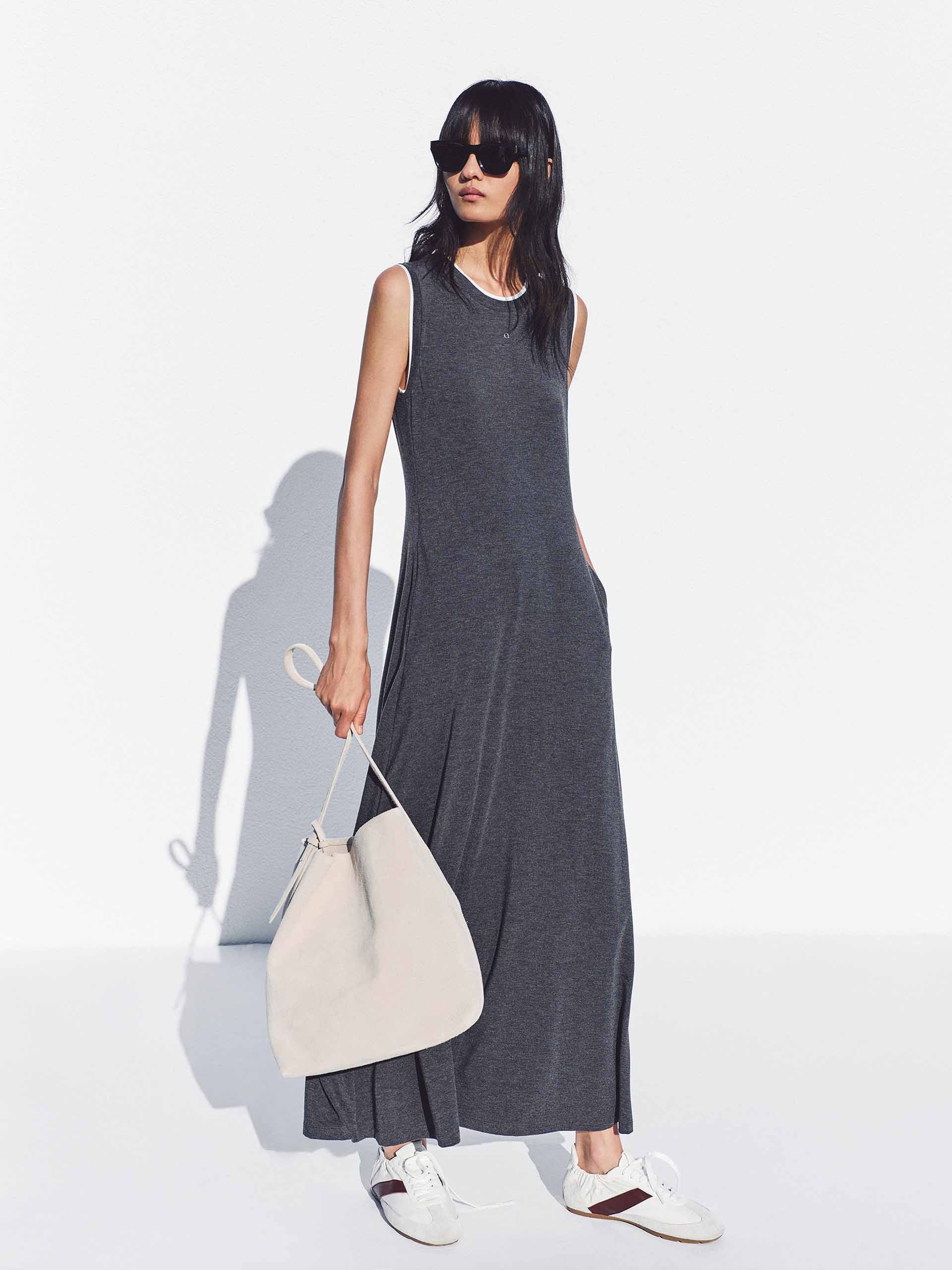 Contrast Trim A-line Maxi Dress - Image 2