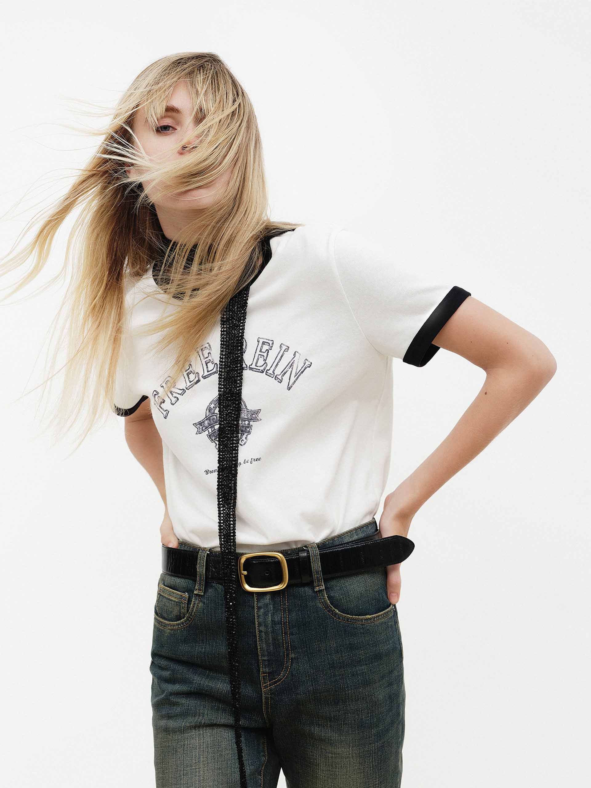 Contrast Trim Cotton T-shirt - Image 3