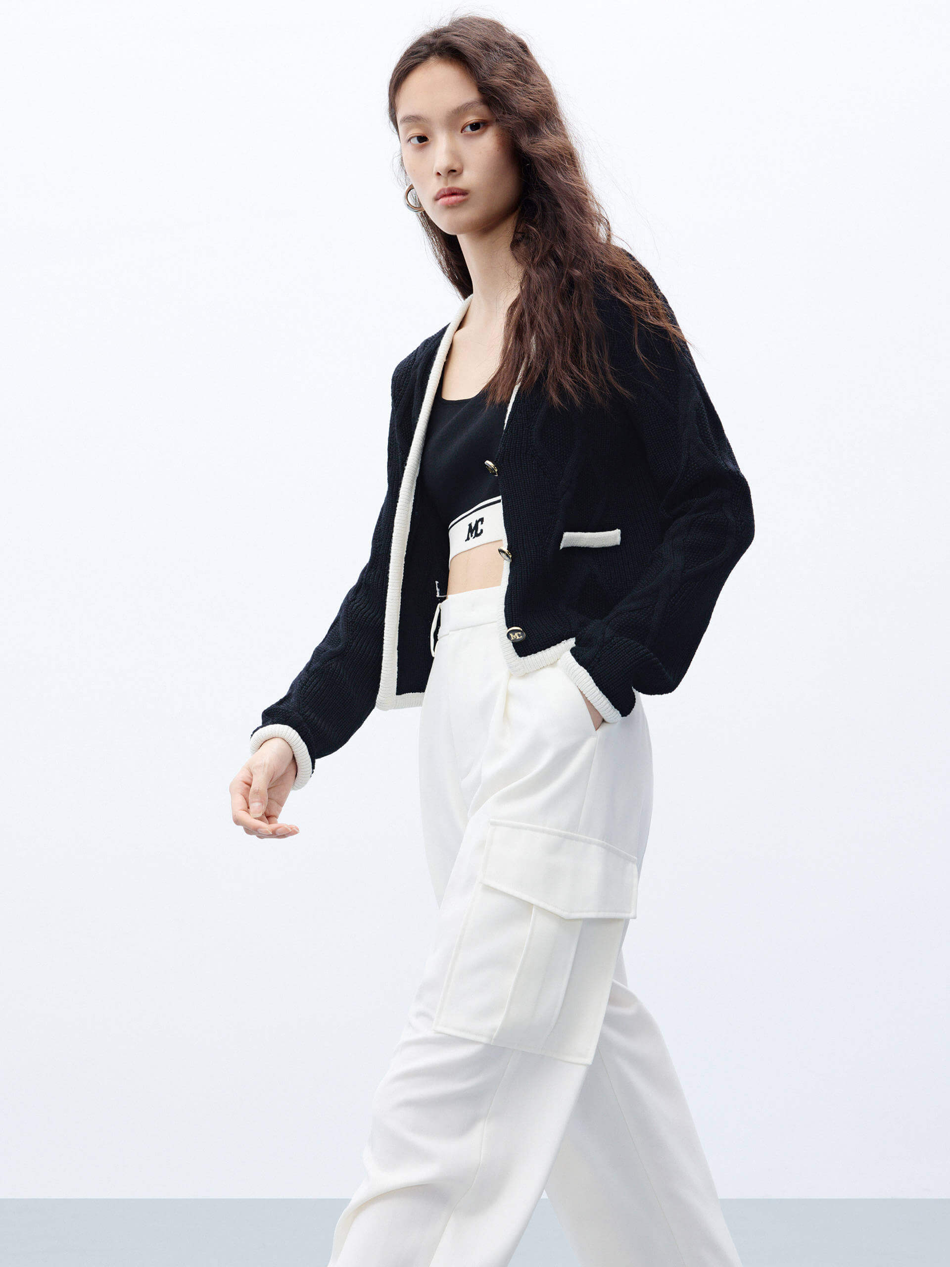 Contrast Trim Cropped Cardigan - Image 22