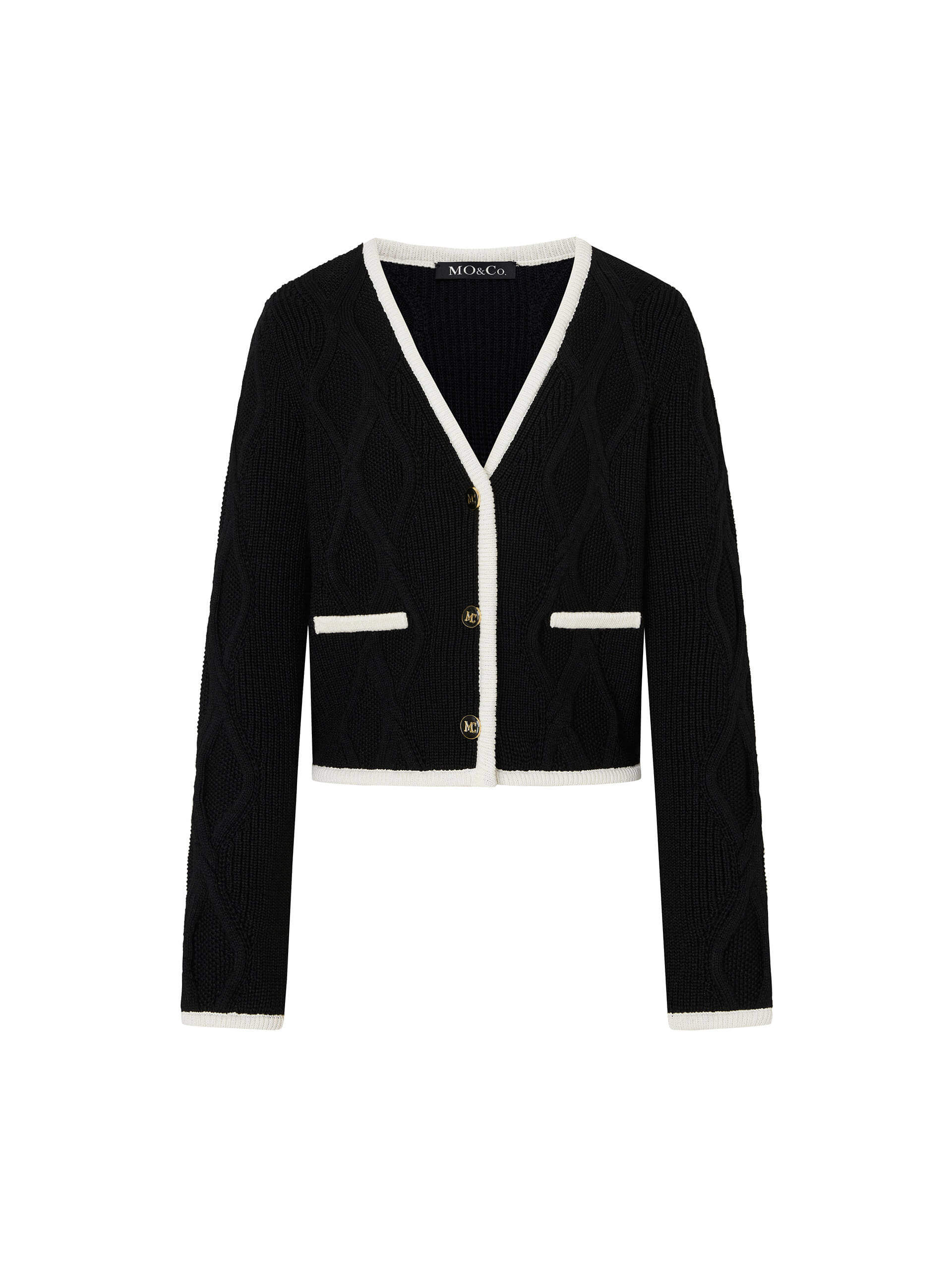 Contrast Trim Cropped Cardigan - Image 24