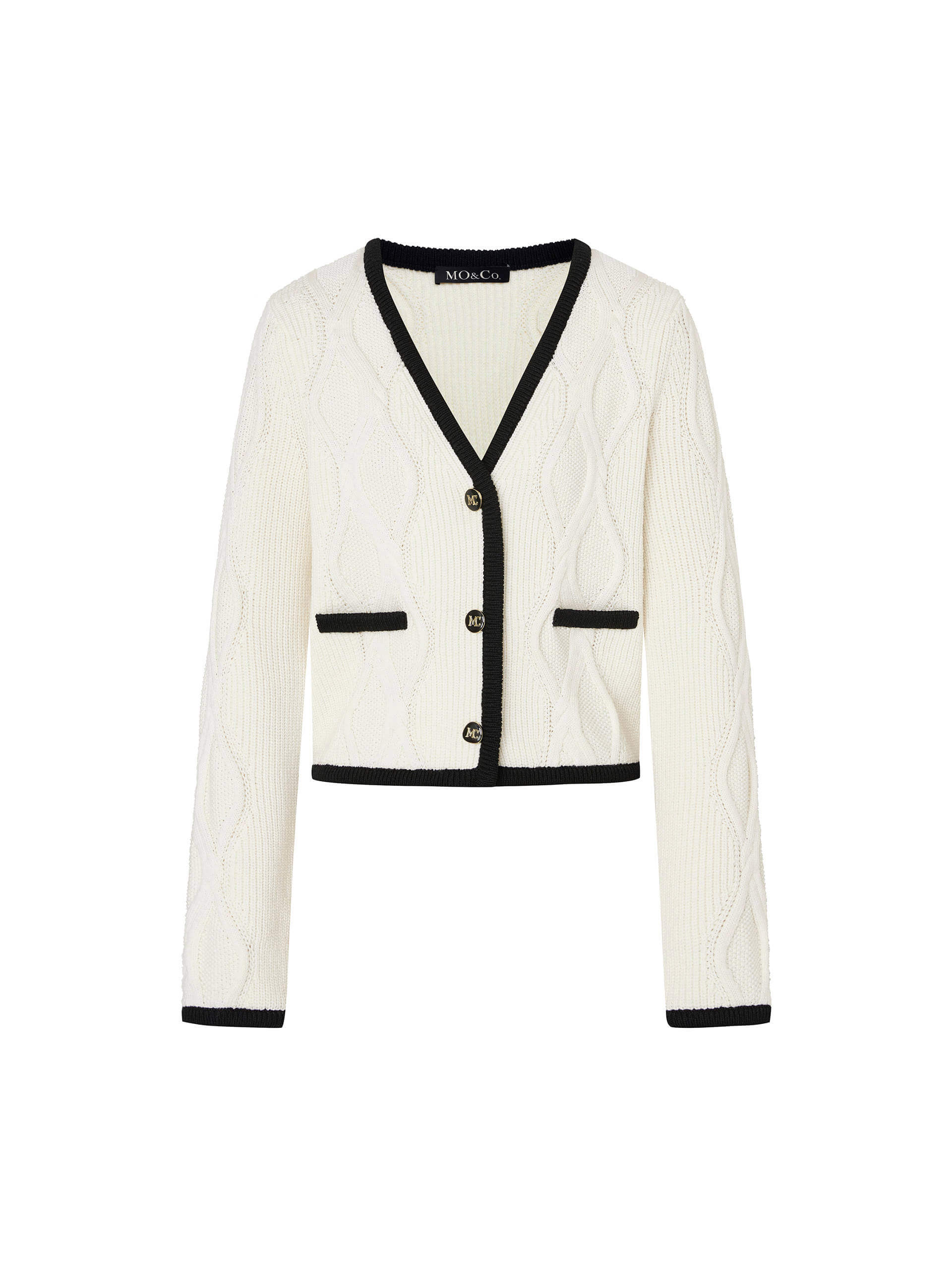Contrast Trim Cropped Cardigan - Image 8