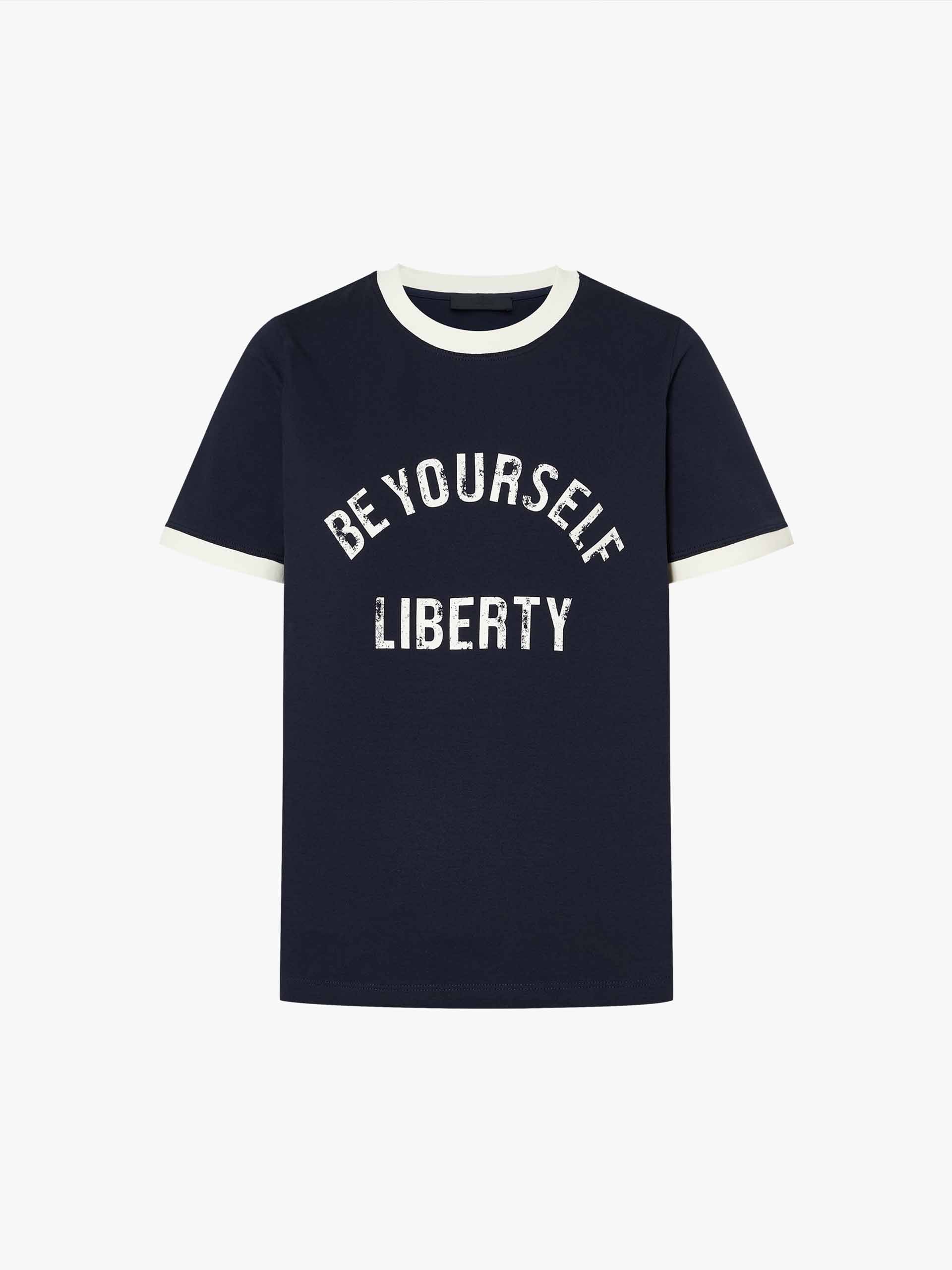Contrast Trim Letter T-shirt - Image 5