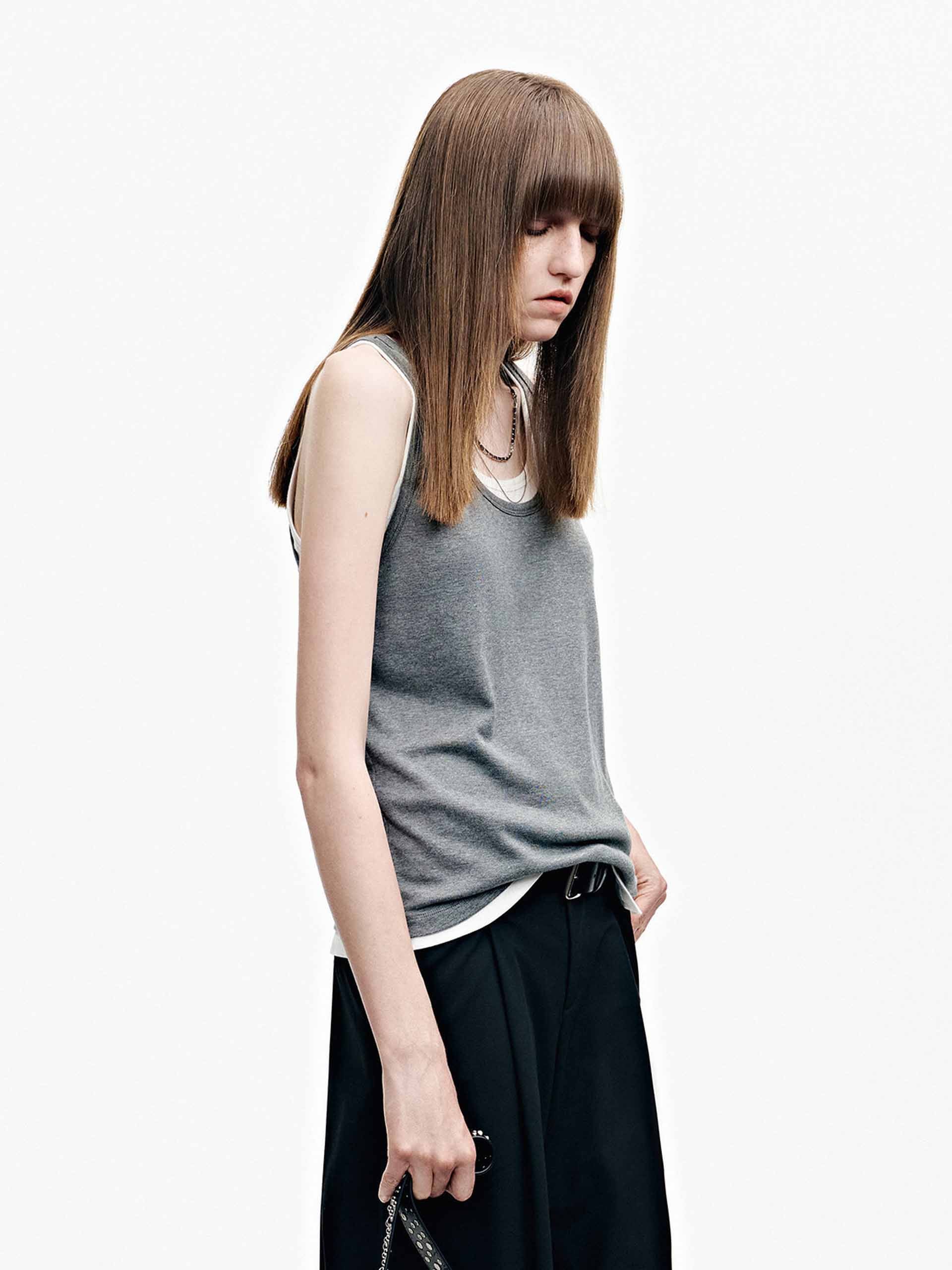 Contrast Trim U-neck Tank - Image 8