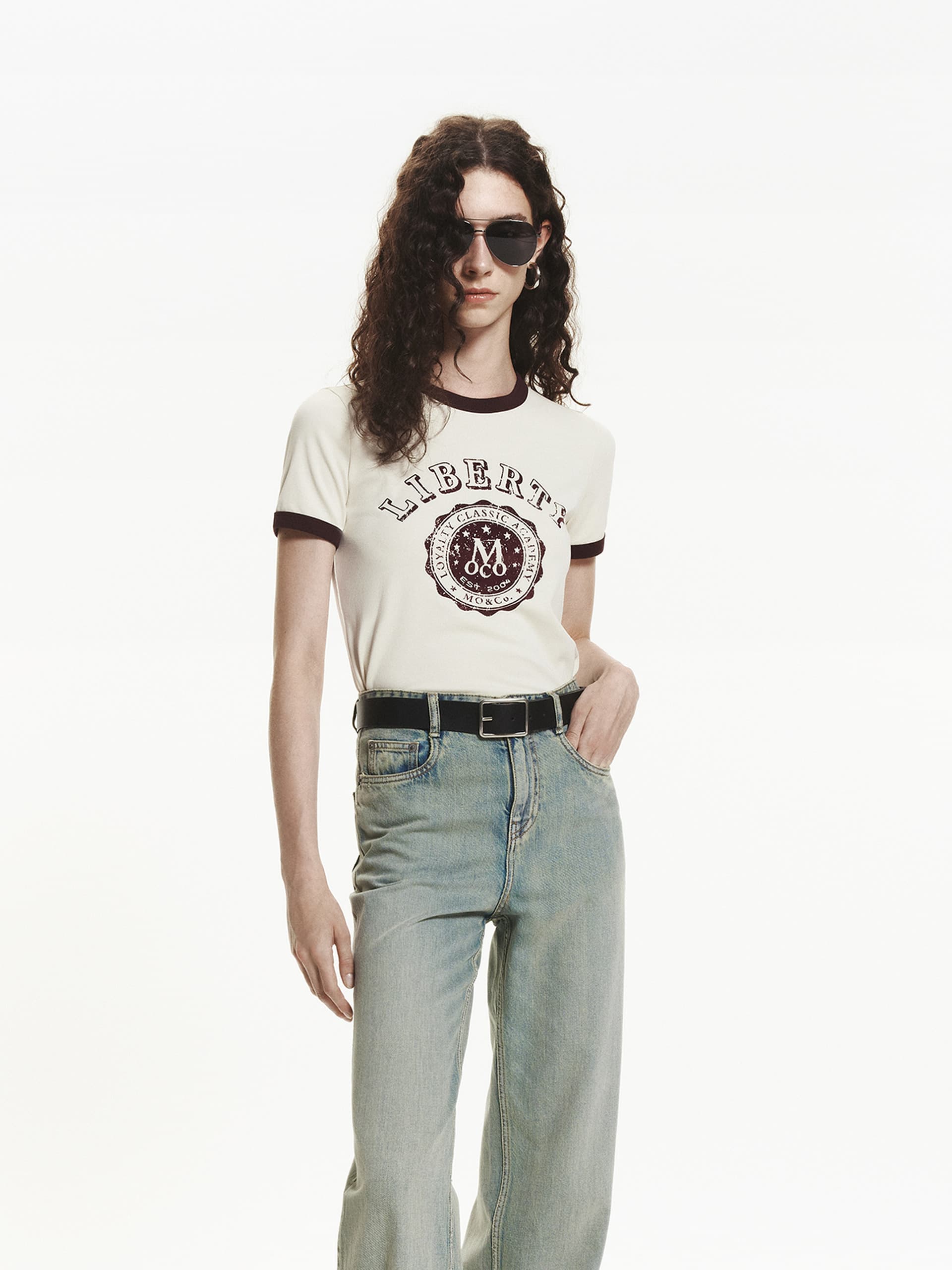 Contrast Trim Vintage T-shirt - Image 17