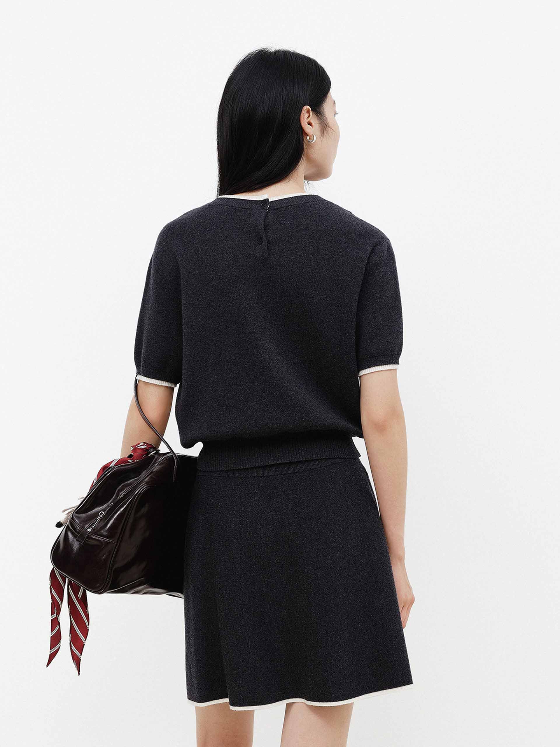 Contrast Trim Wool Dress - Image 6
