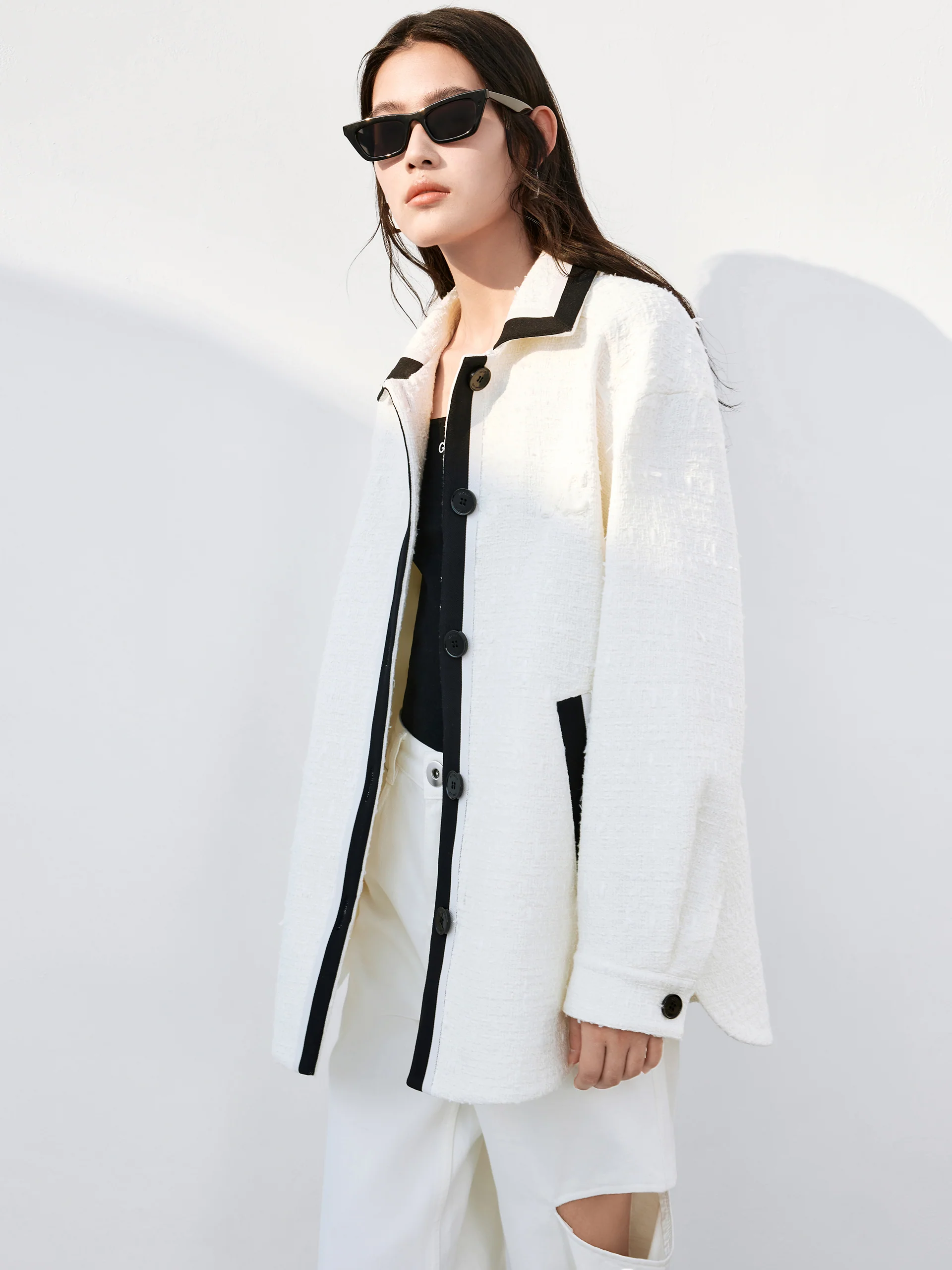 Contrast Tweed Shirt Jacket - Image 12