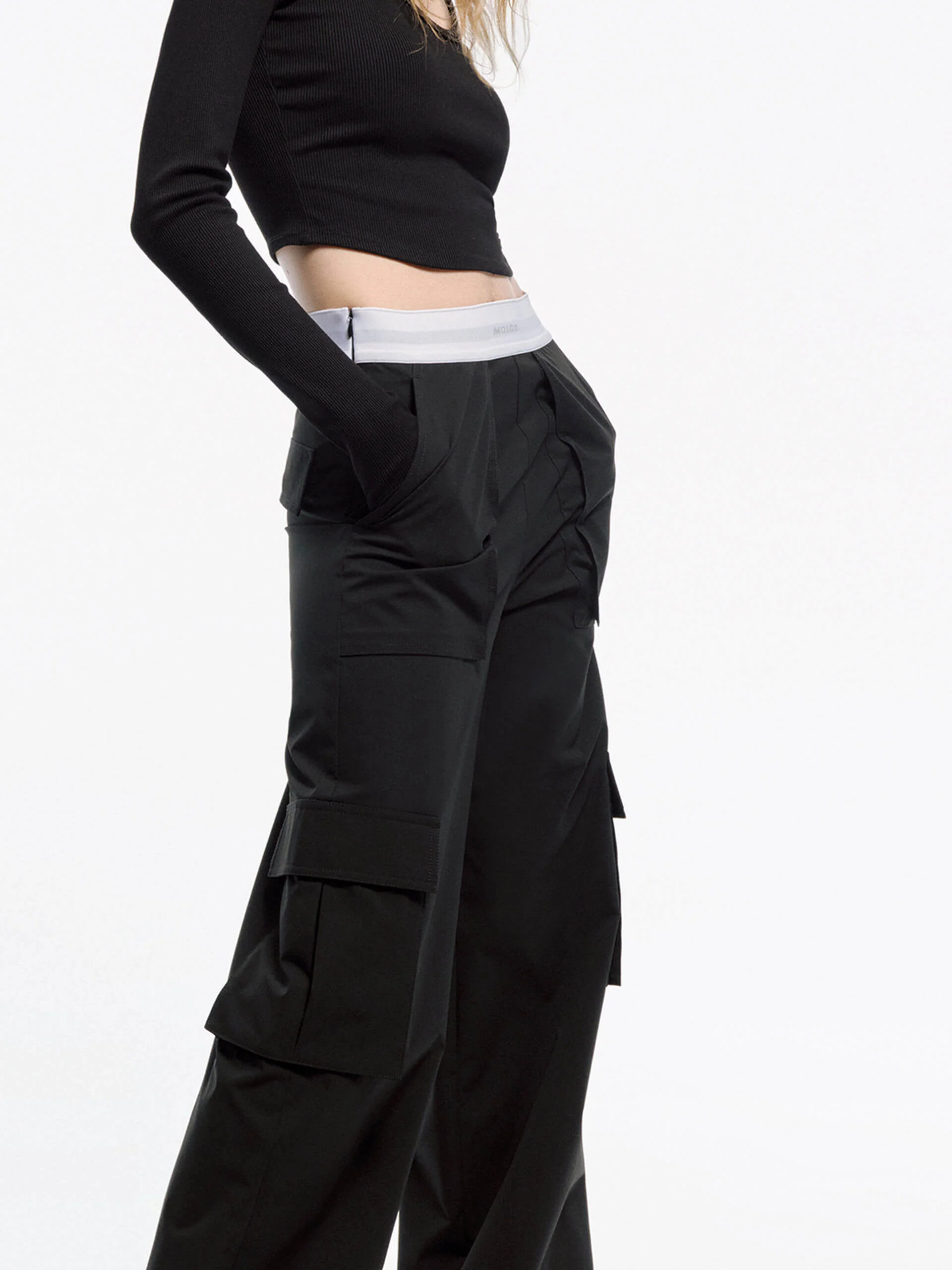 Contrast Waist Cargo Pants - Image 3