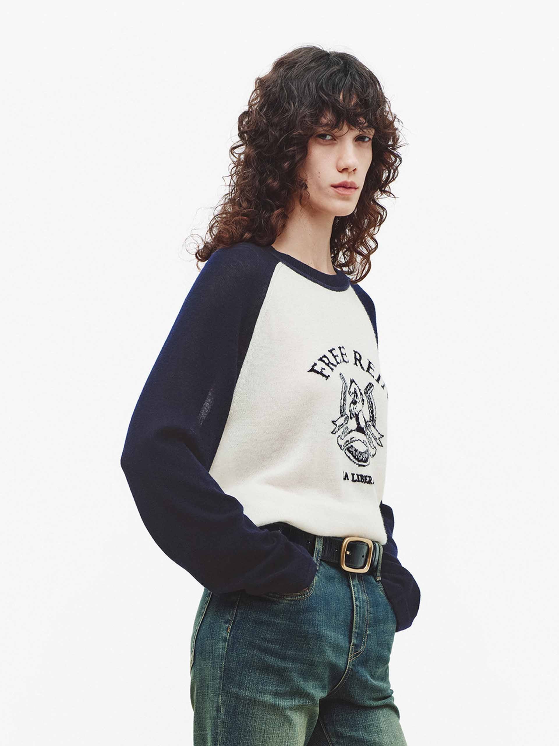 Contrast Wool Cashmere Sweater - Image 6