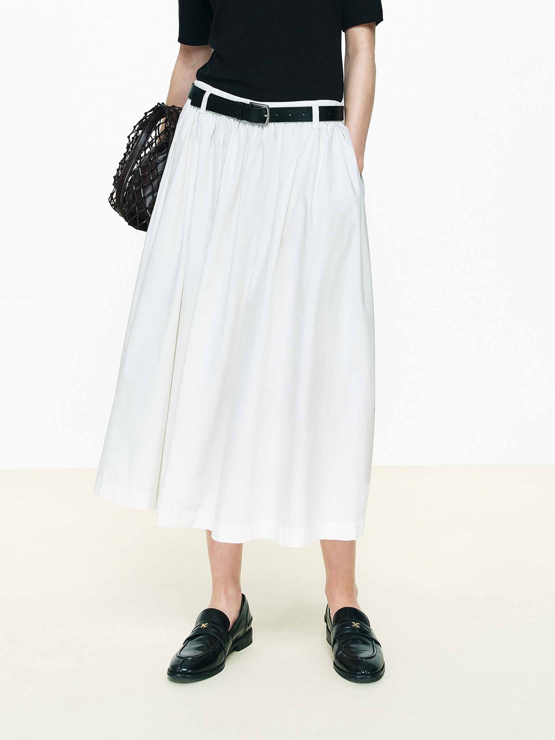 Cotton A-line Midi Skirt - Image 9