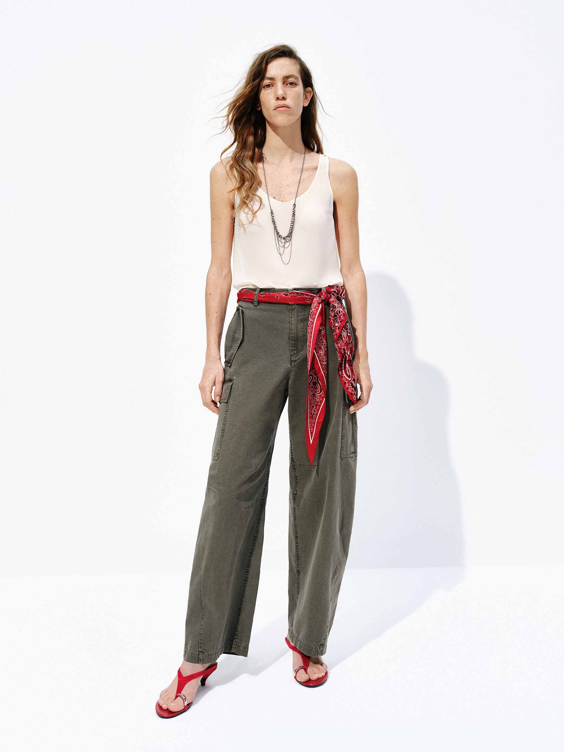 Cotton Barrel Leg Trousers - Image 2