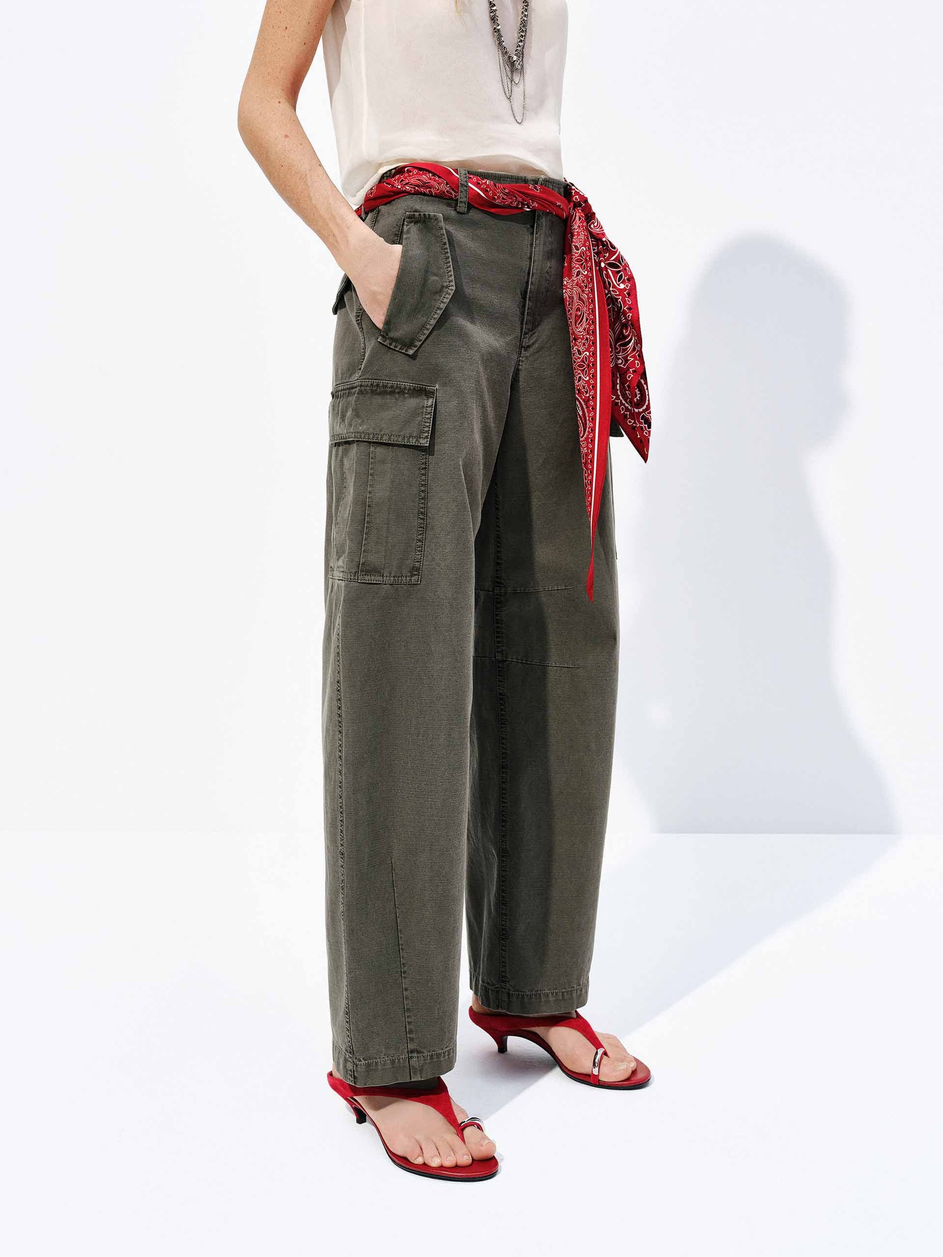 Cotton Barrel Leg Trousers - Image 7