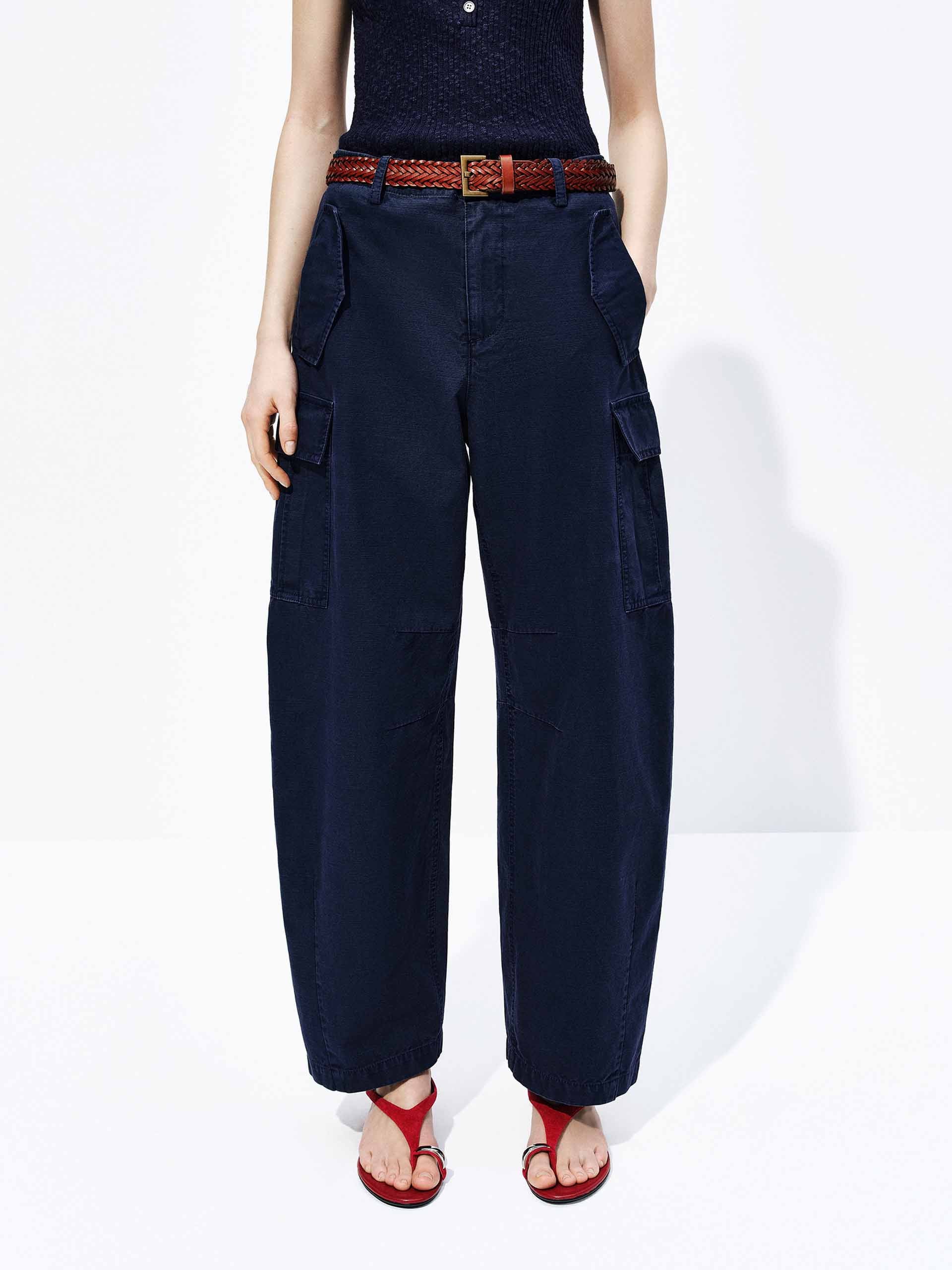 Cotton Barrel Leg Trousers - Image 9