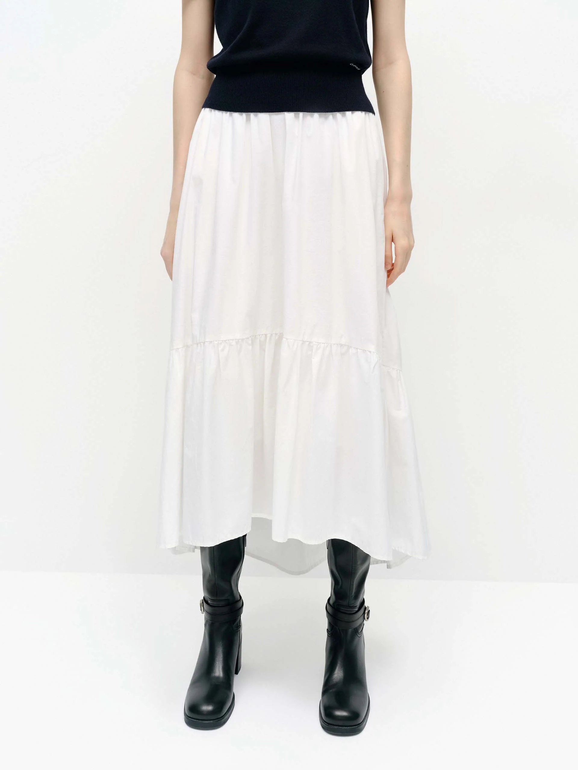 Cotton Blend A-line Skirt