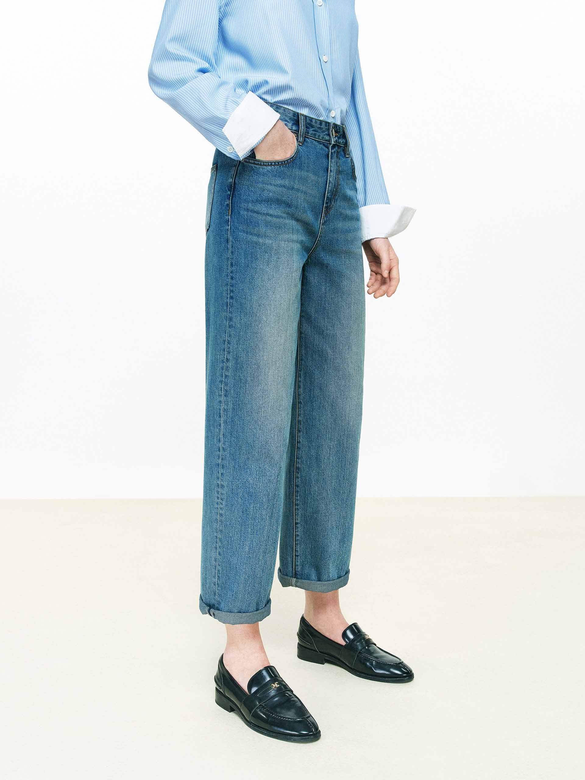 Cotton Blend Ankle Straight Jeans - Image 3