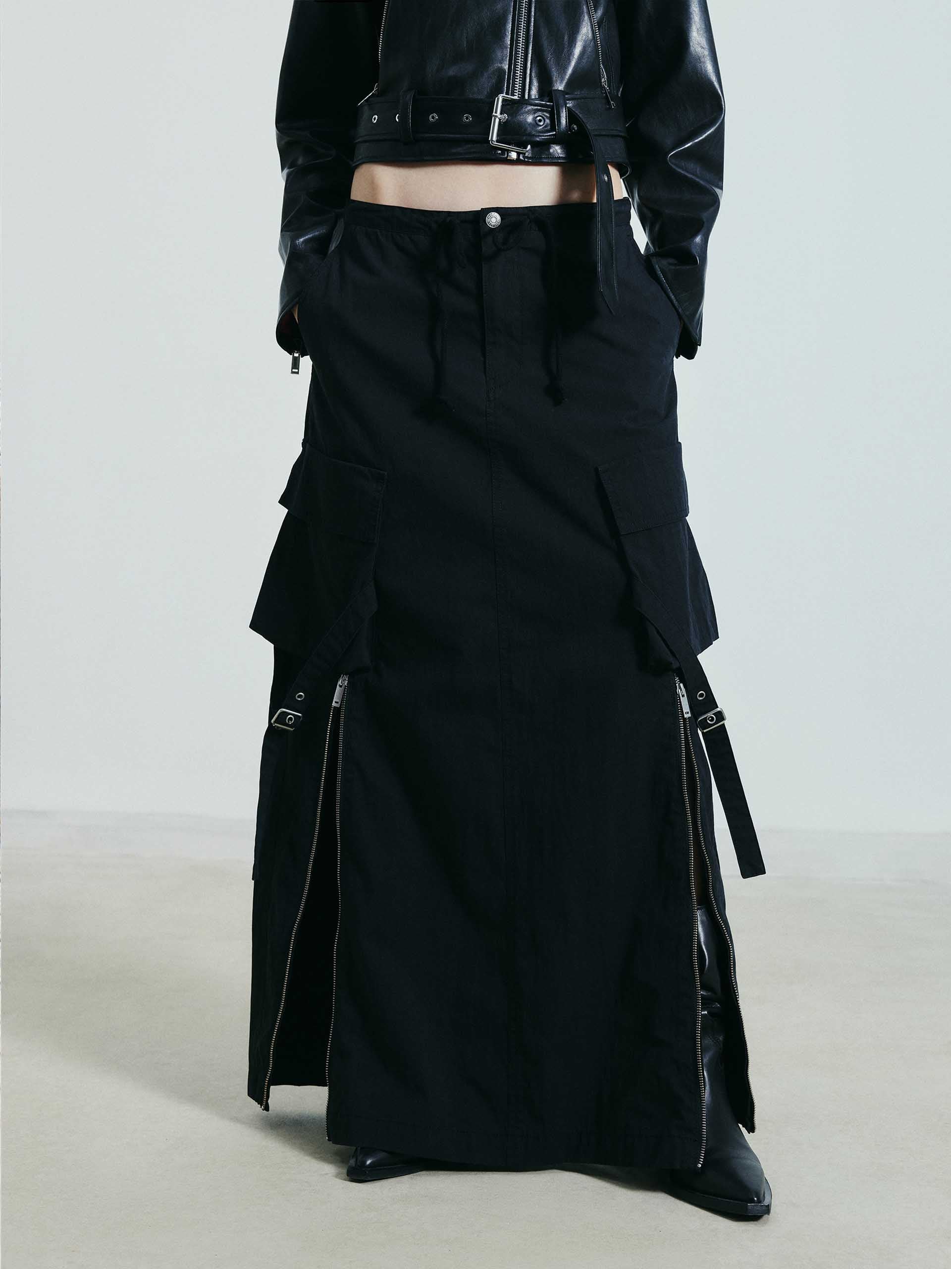Cotton Blend Cargo Skirt