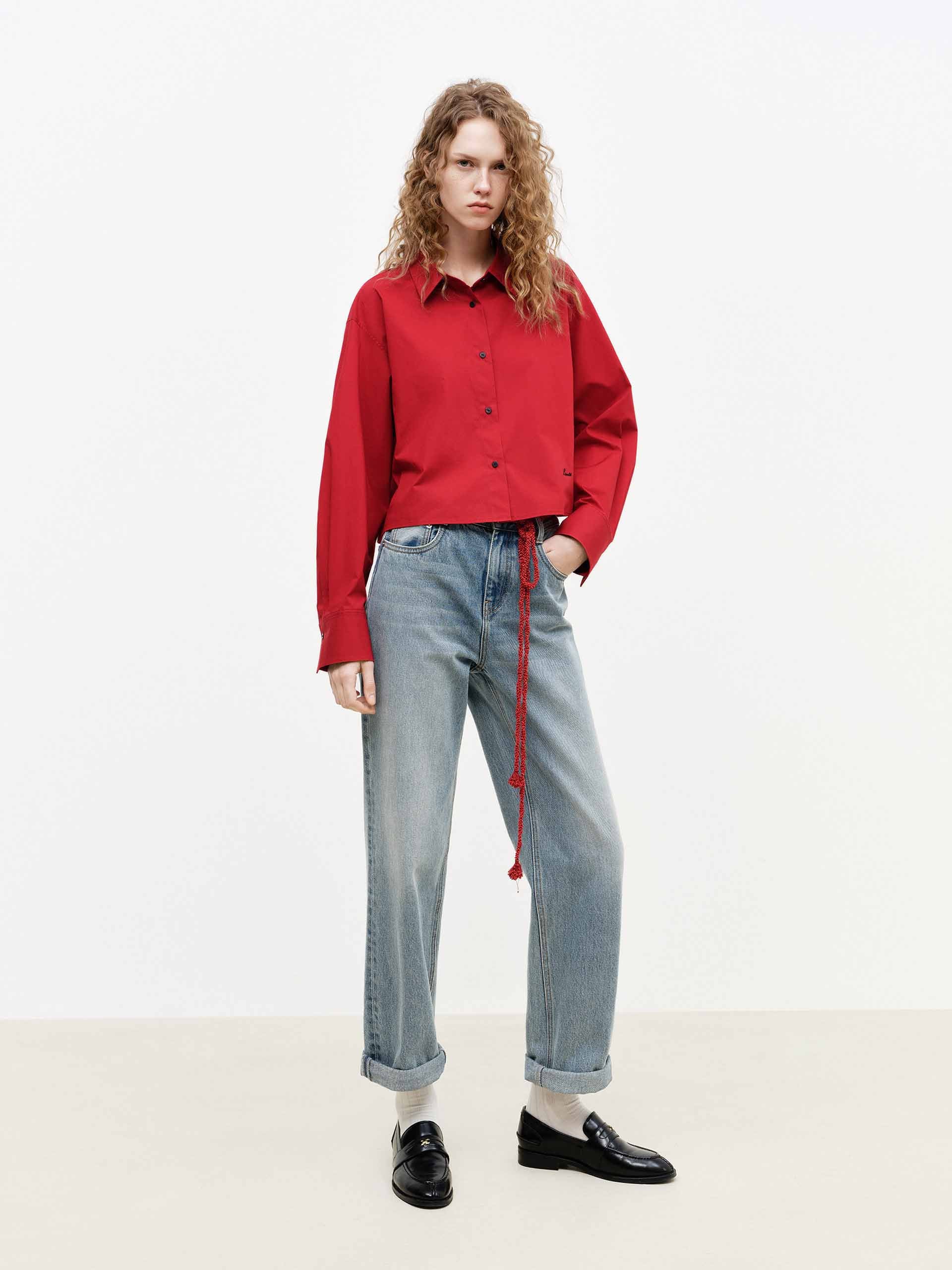 Cotton Blend Cropped Shirt - Image 10