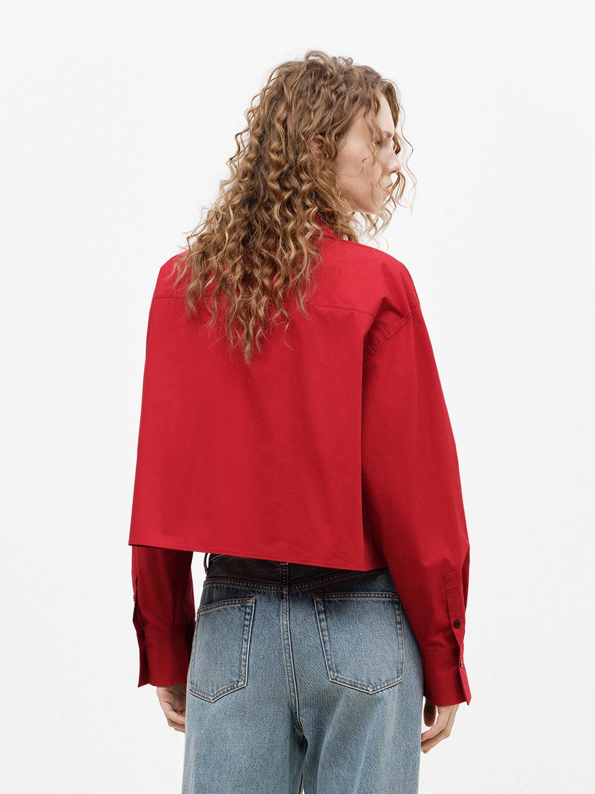 Cotton Blend Cropped Shirt - Image 14
