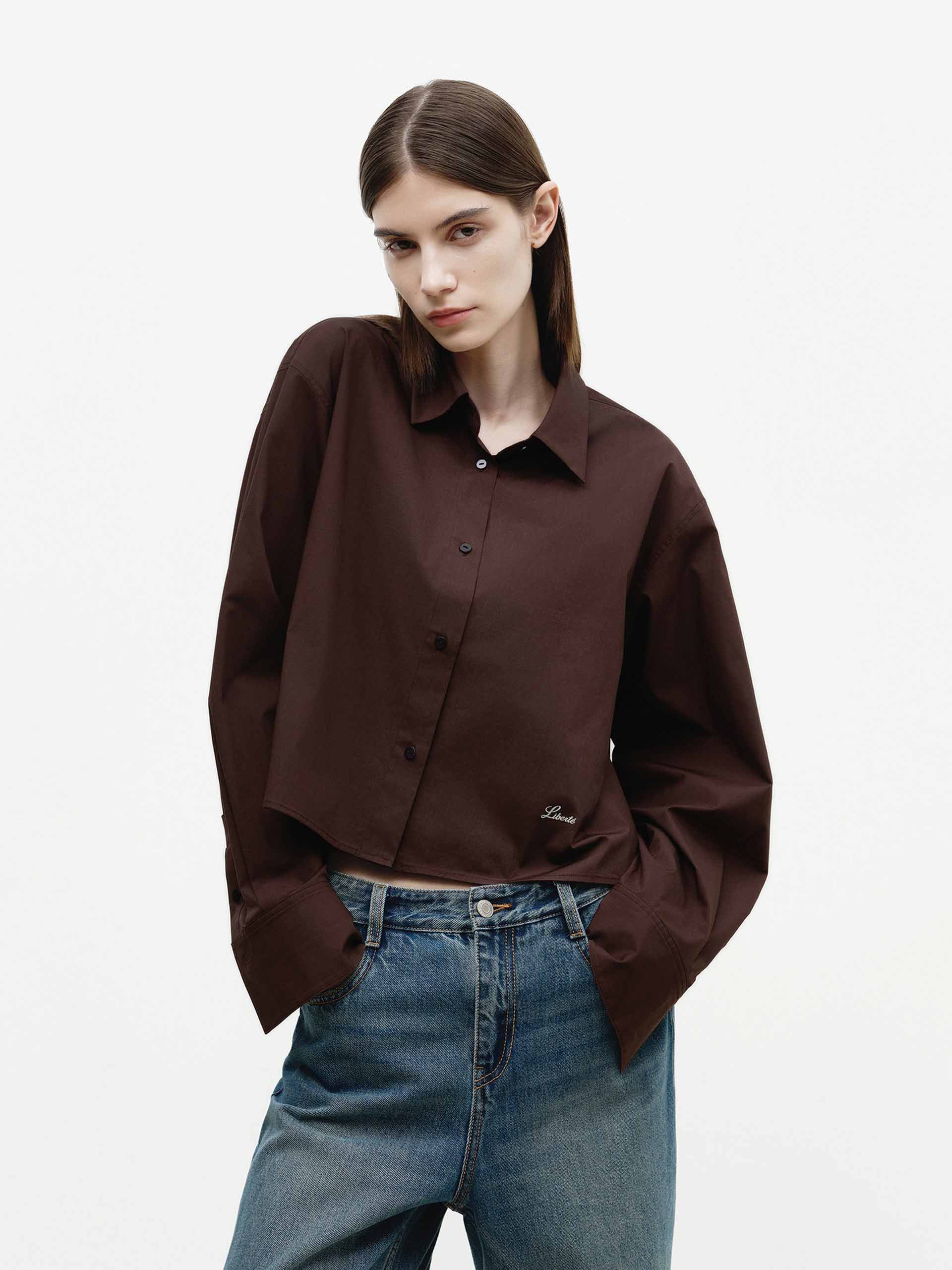 Cotton Blend Cropped Shirt - Image 17