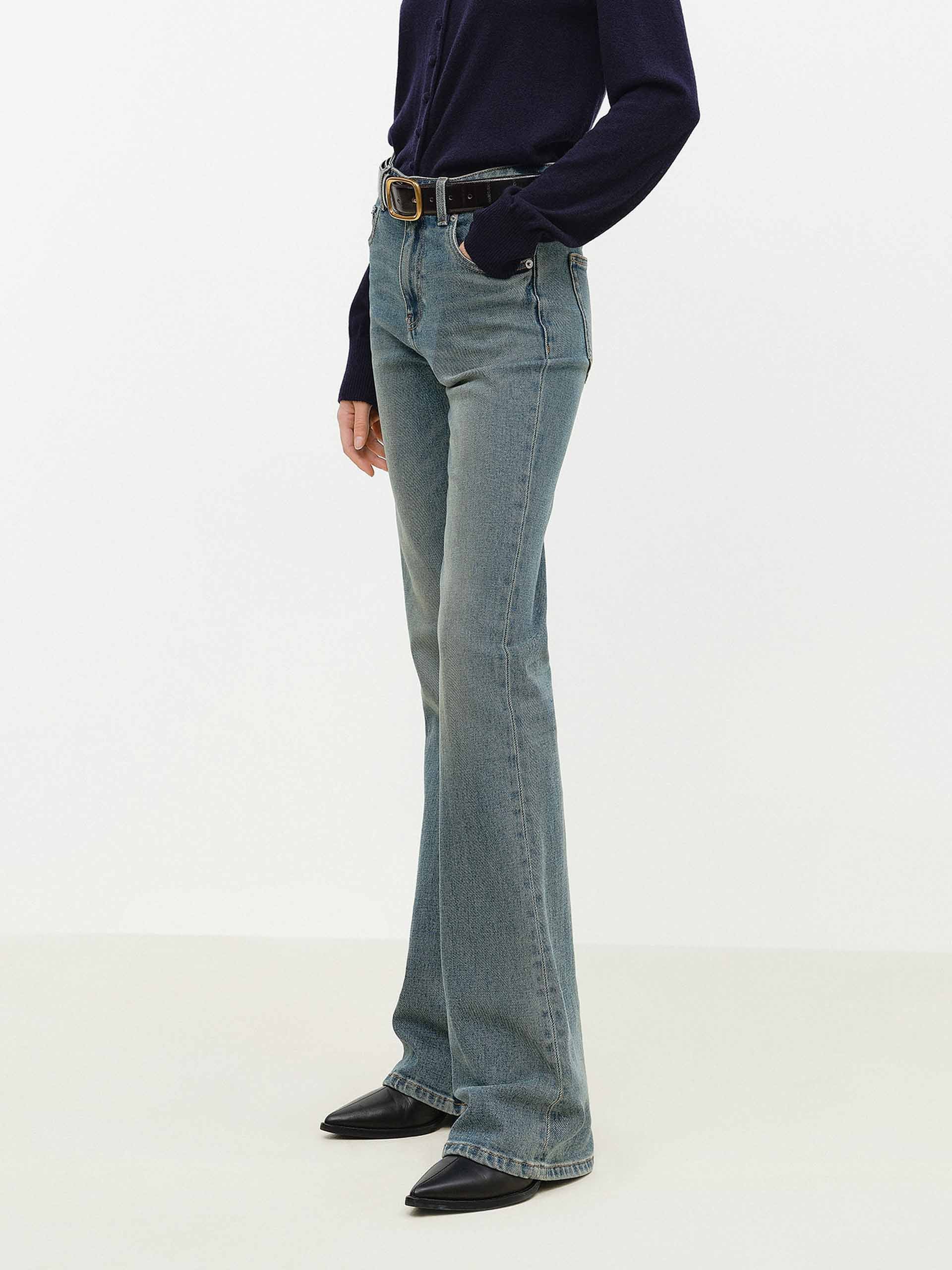 Cotton Blend Flared Jeans - Image 7