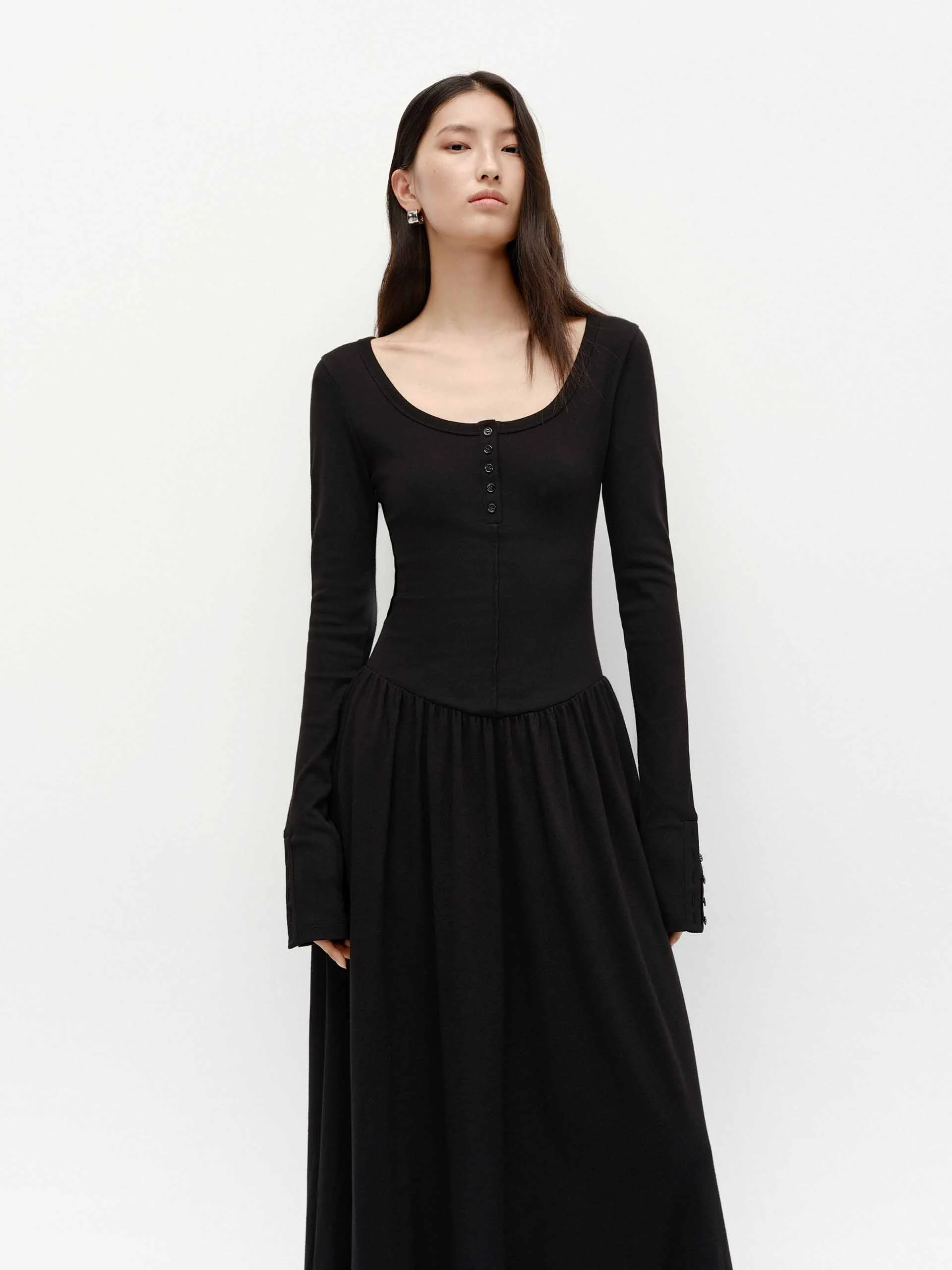 Cotton Blend Long Dress - Image 2