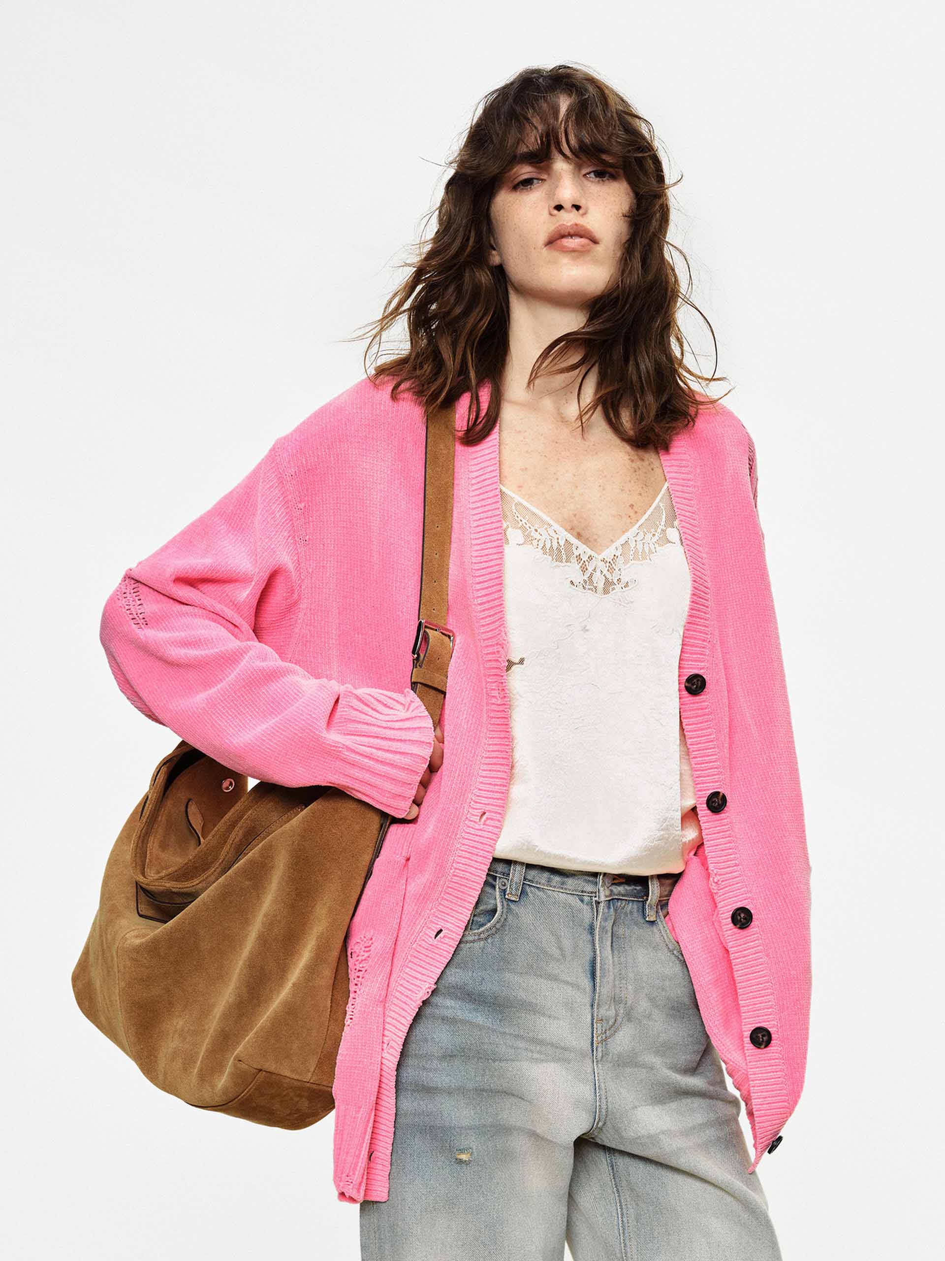 Cotton Blend Ripped Cardigan - Image 3