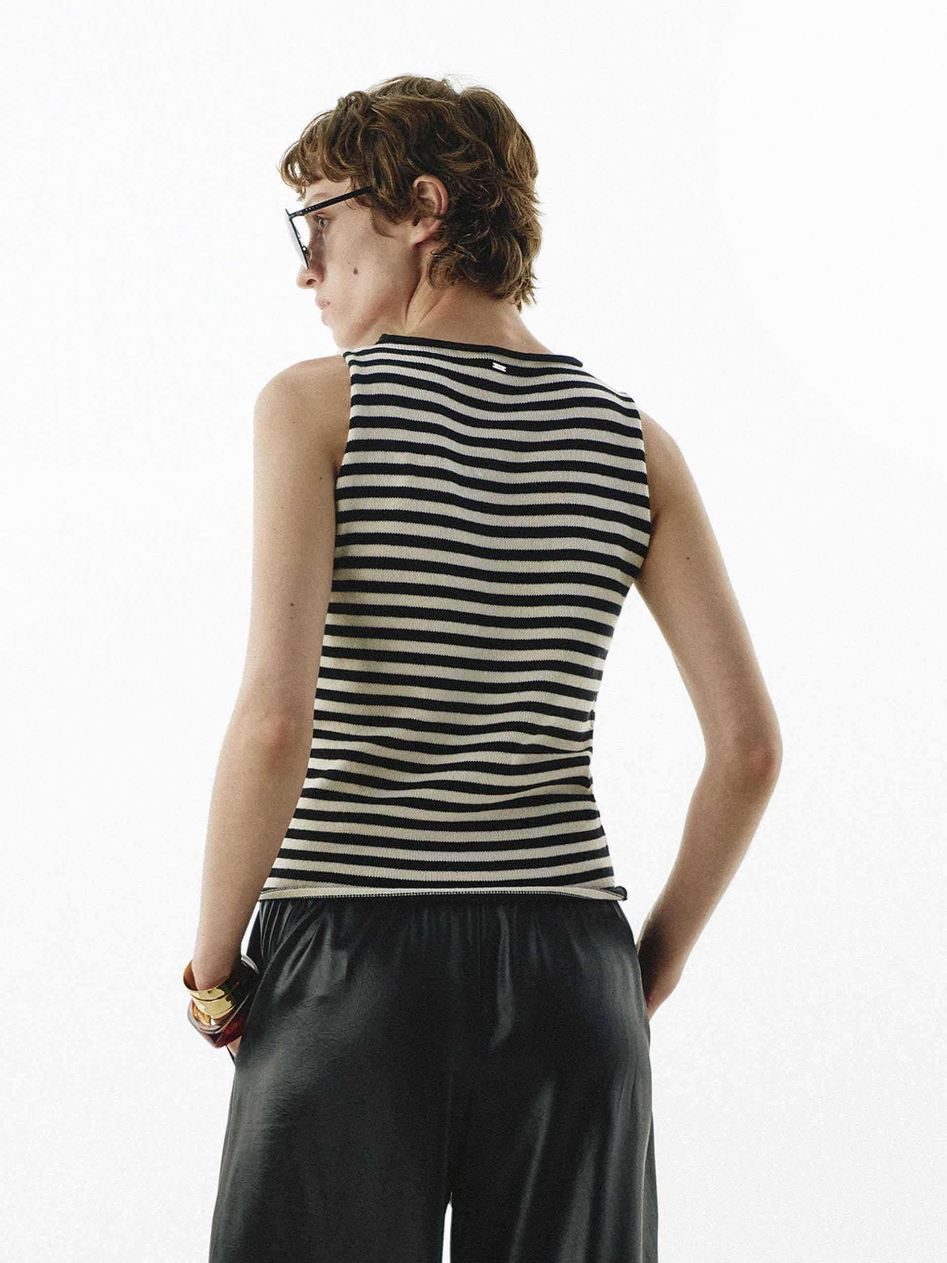 Cotton Blend Striped Knit Top - Image 3