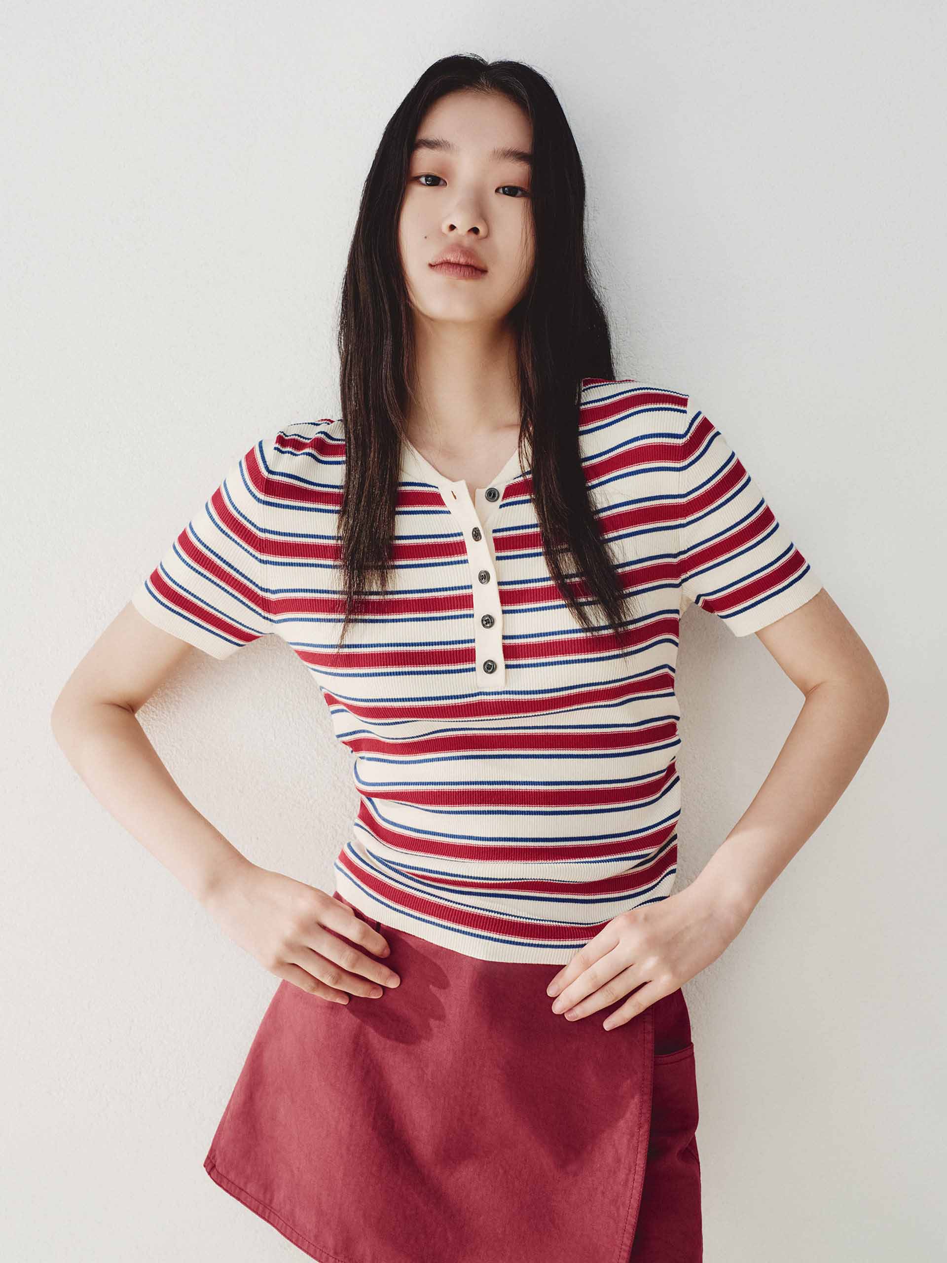 Cotton Blend Striped Top