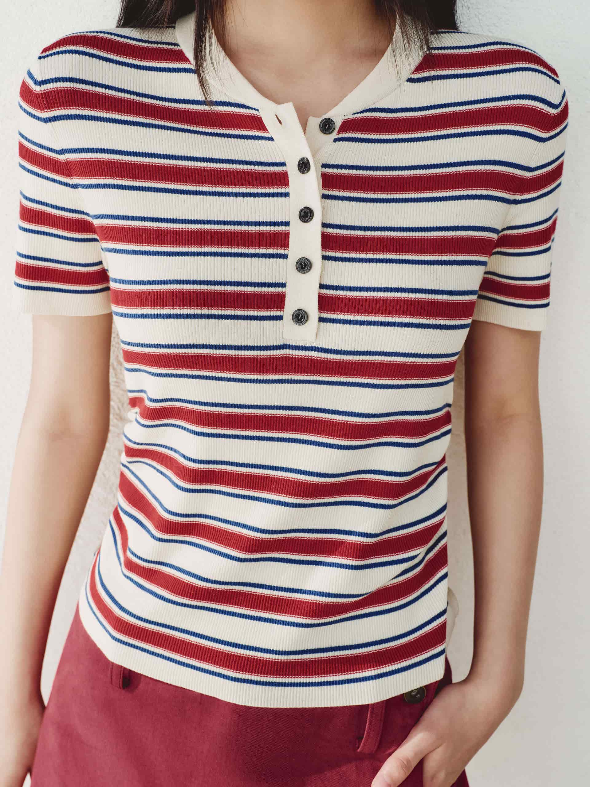 Cotton Blend Striped Top - Image 6