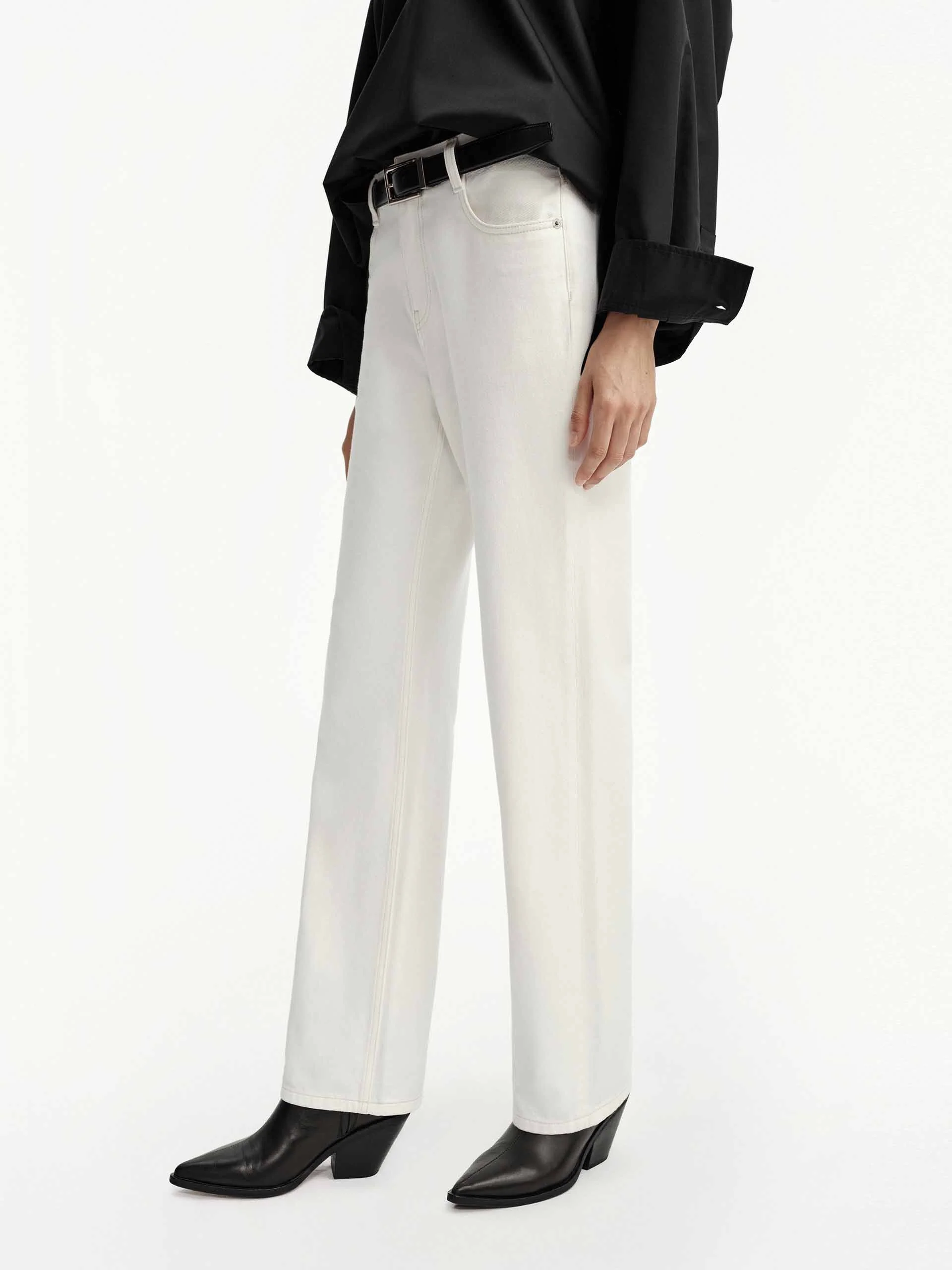 Cotton Blend White Jeans - Image 3