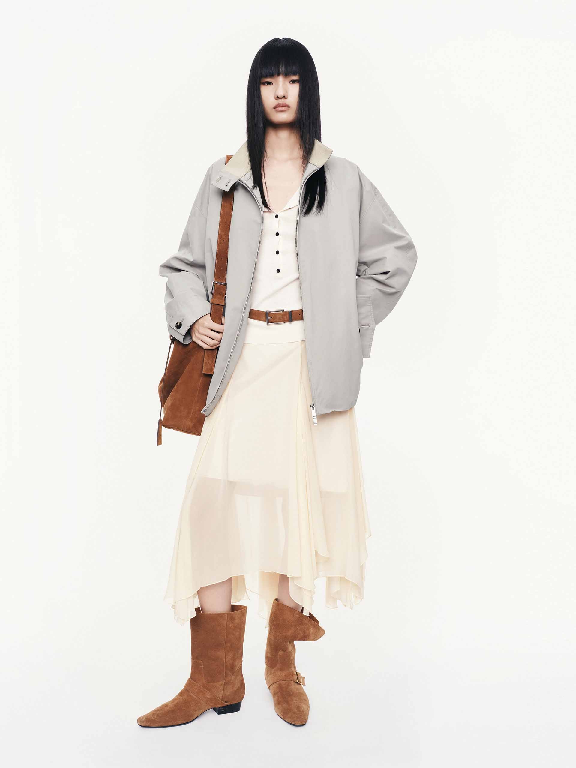 Cotton Blend Zipper Coat - Image 2