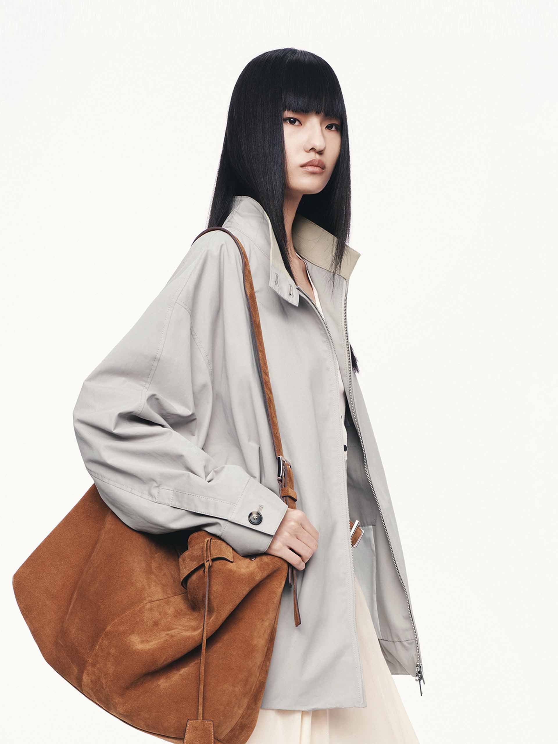 Cotton Blend Zipper Coat - Image 3