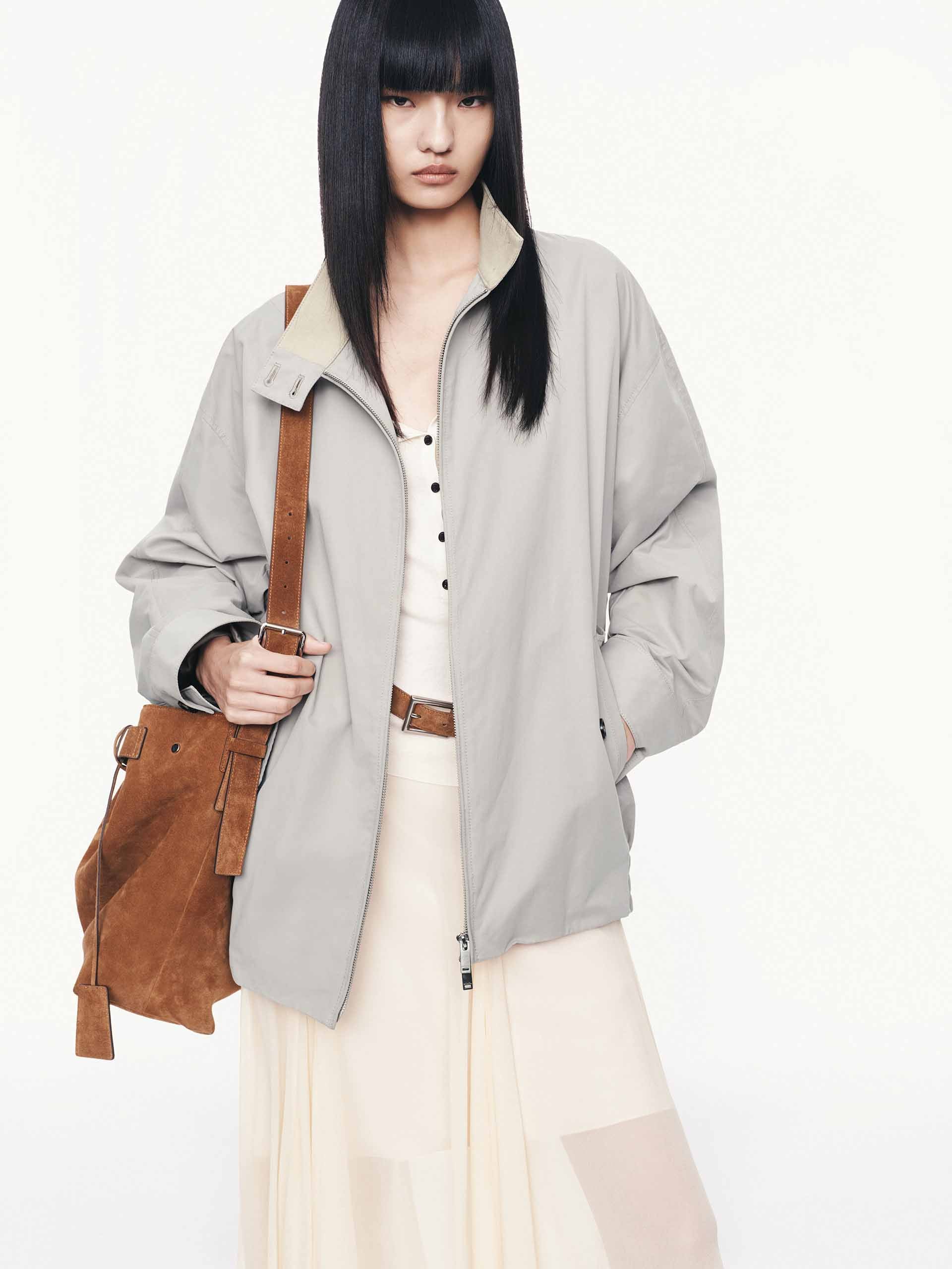Cotton Blend Zipper Coat - Image 7