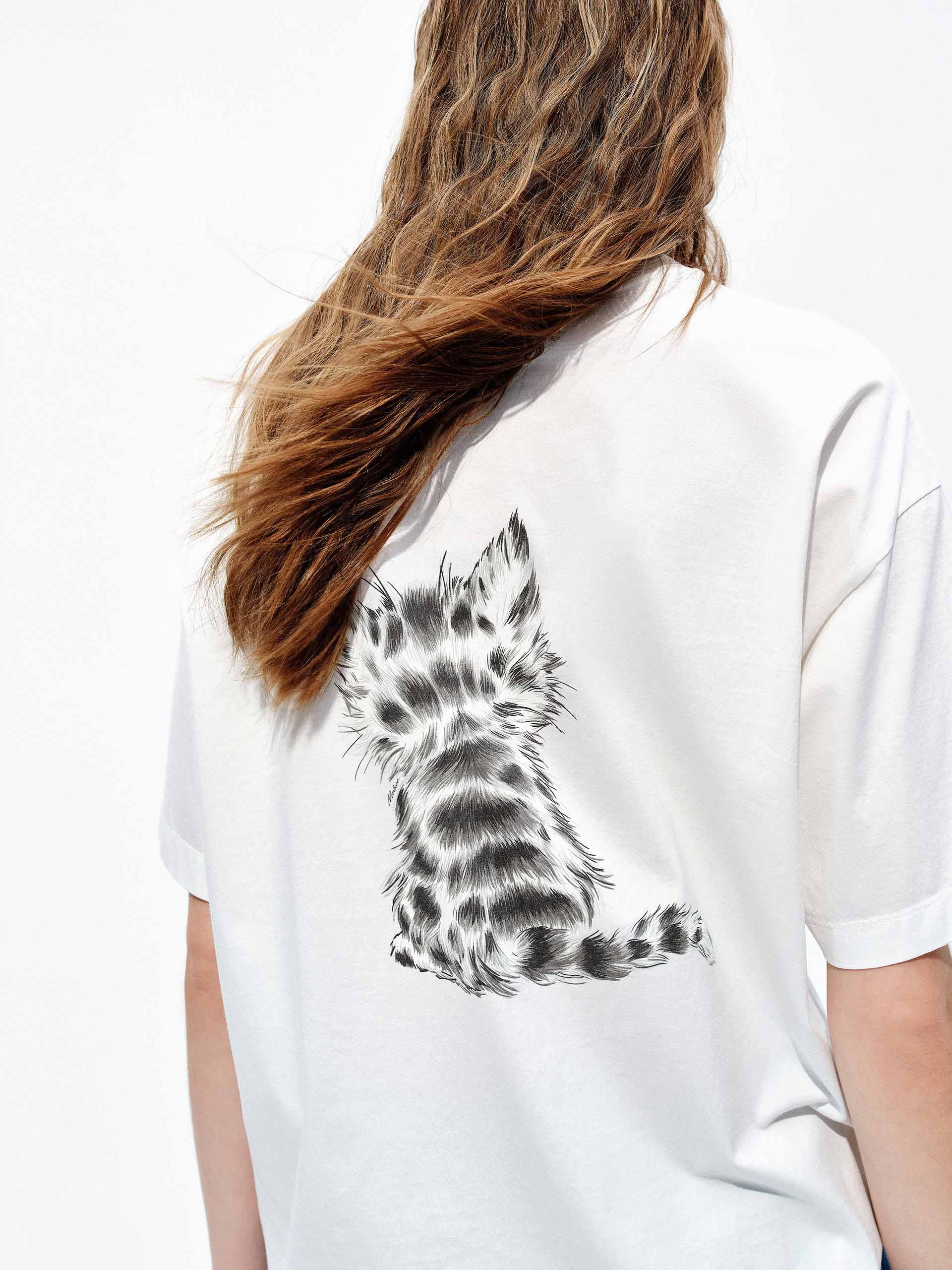 Cotton Cat Print T-Shirt - Image 11