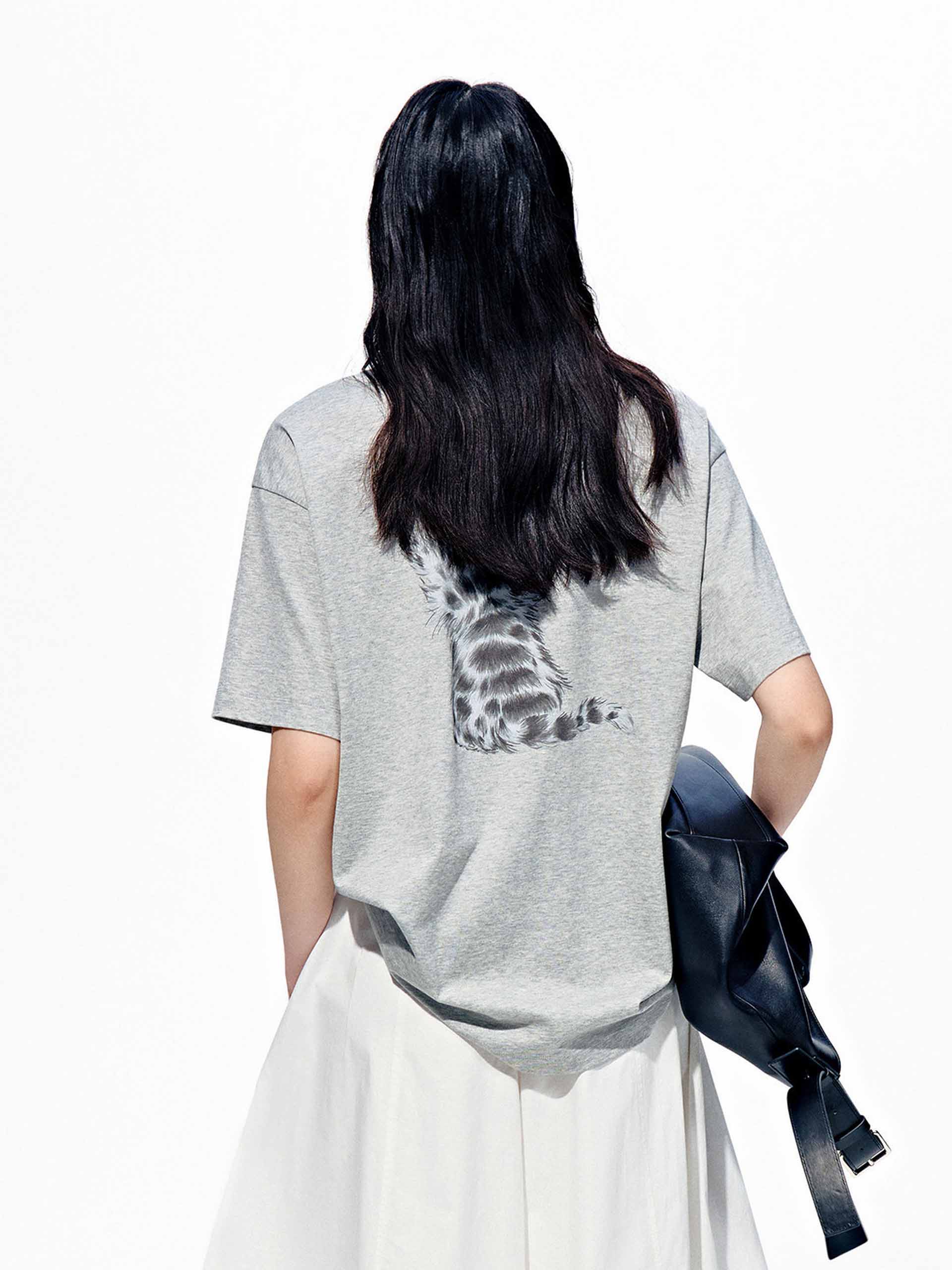 Cotton Cat Print T-Shirt - Image 7