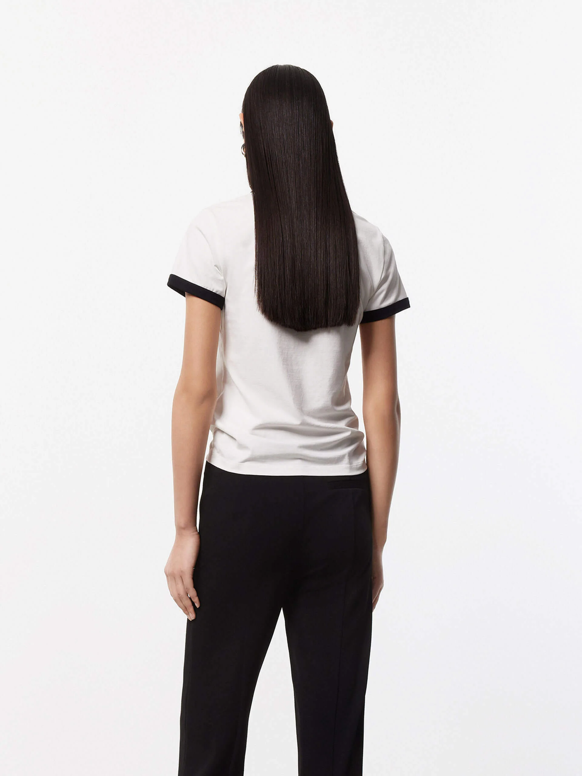 Cotton Contrast Detail T-shirt - Image 3