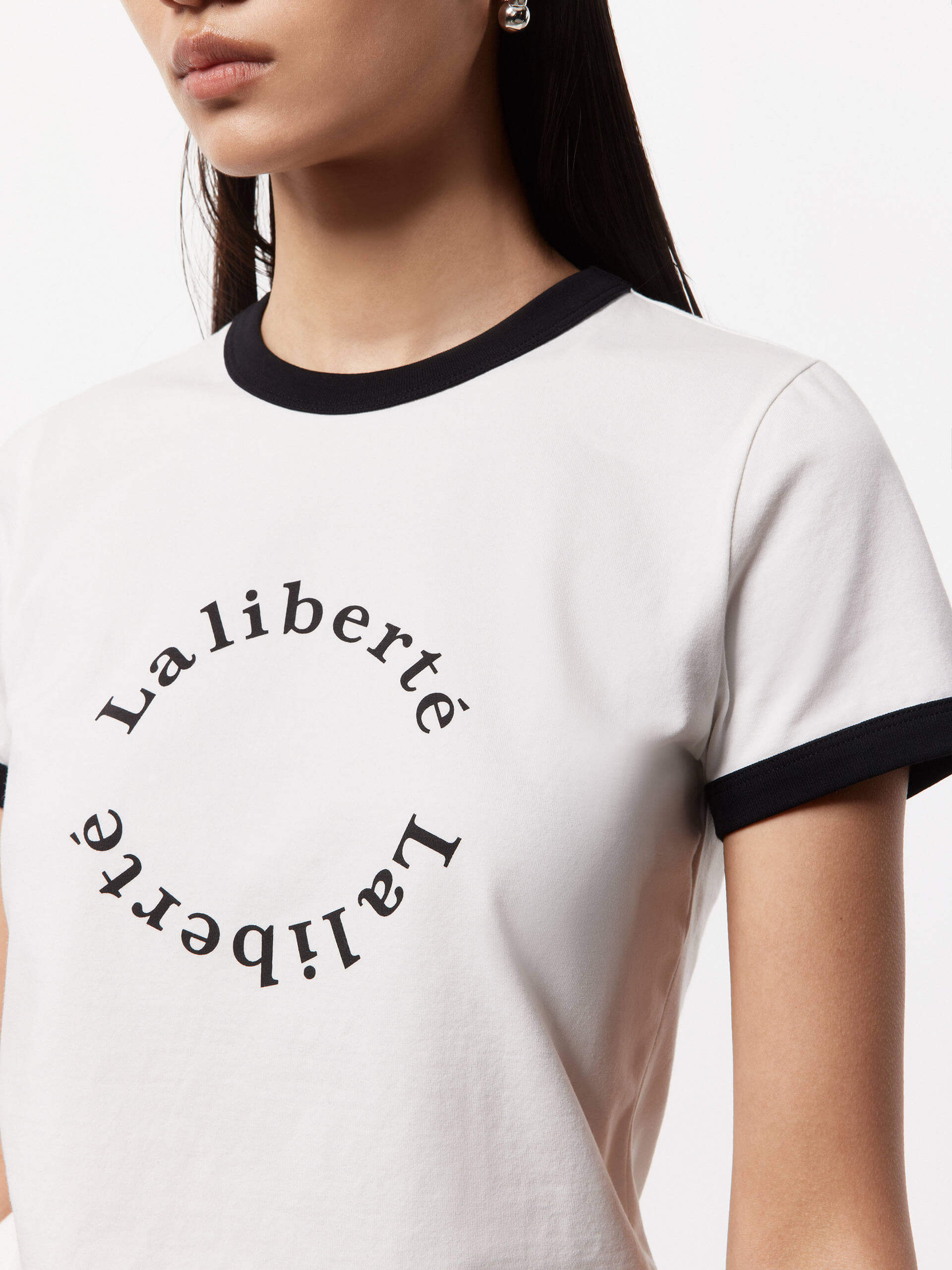 Cotton Contrast Detail T-shirt - Image 6