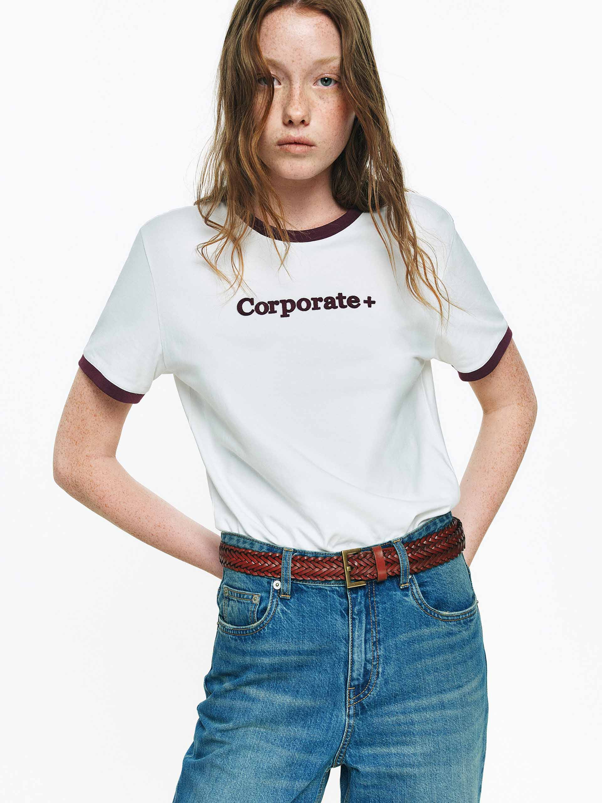 Cotton Contrast Neck T-shirt
