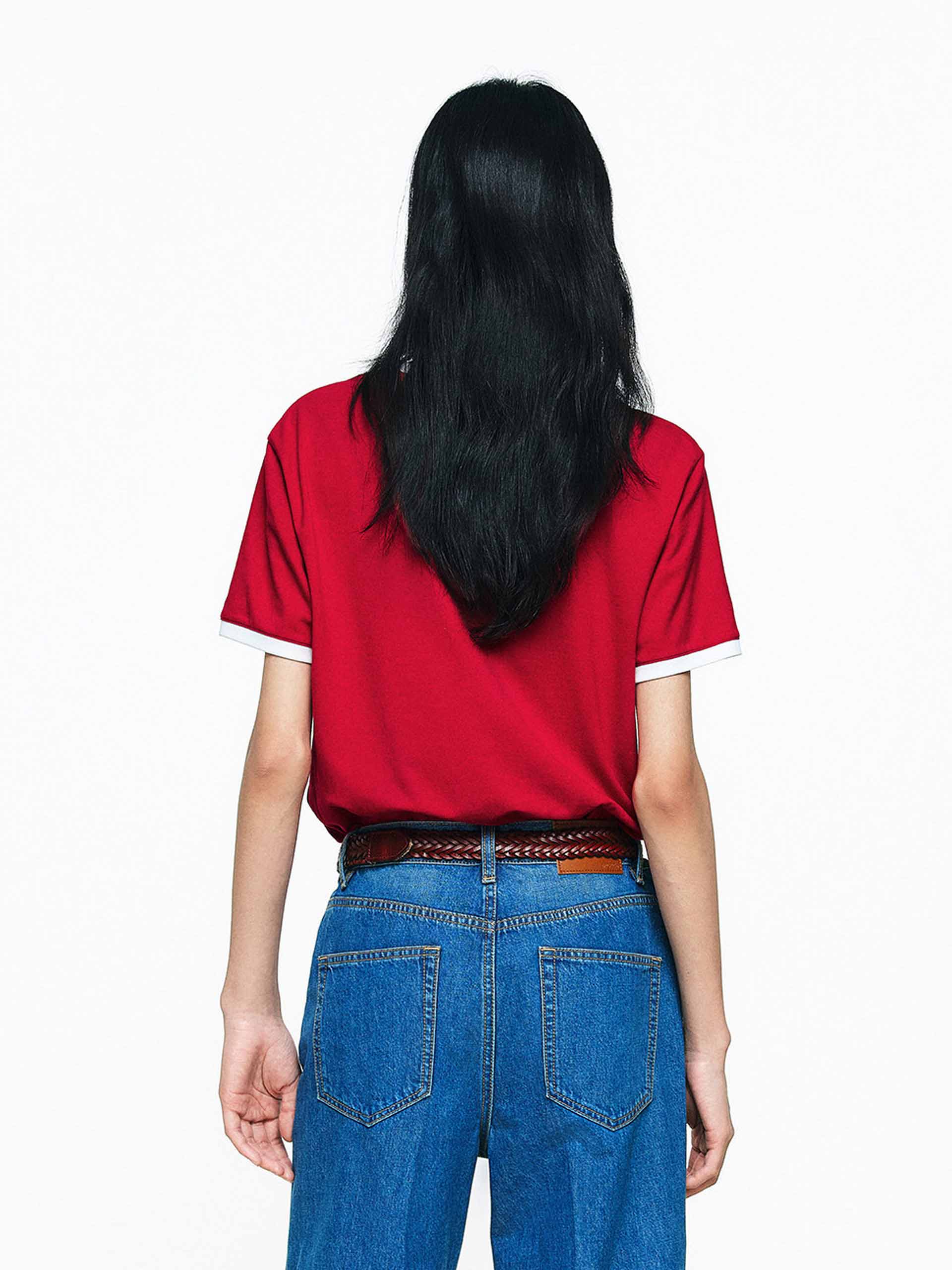 Cotton Contrast Neck T-shirt - Image 14