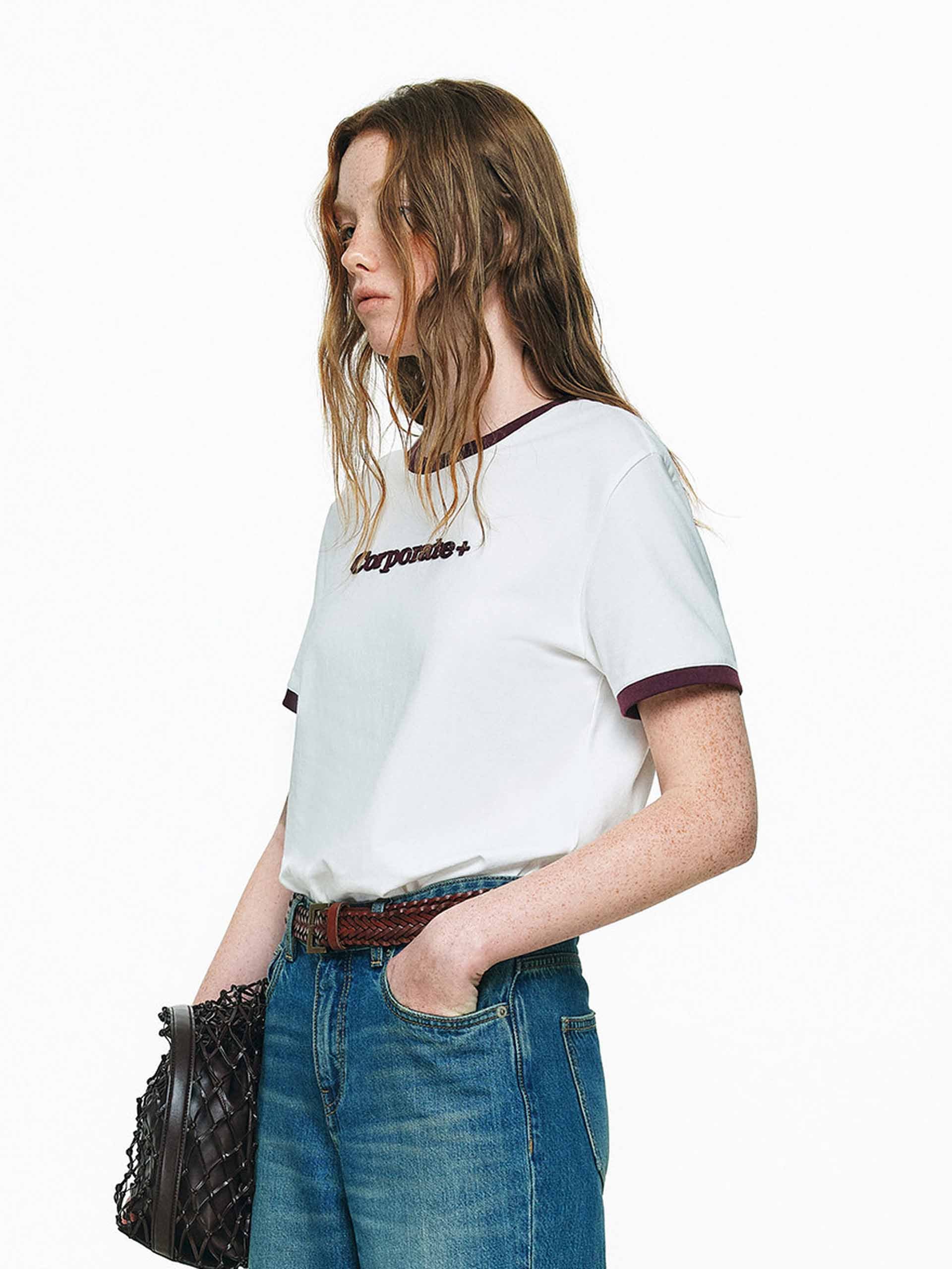 Cotton Contrast Neck T-shirt - Image 7