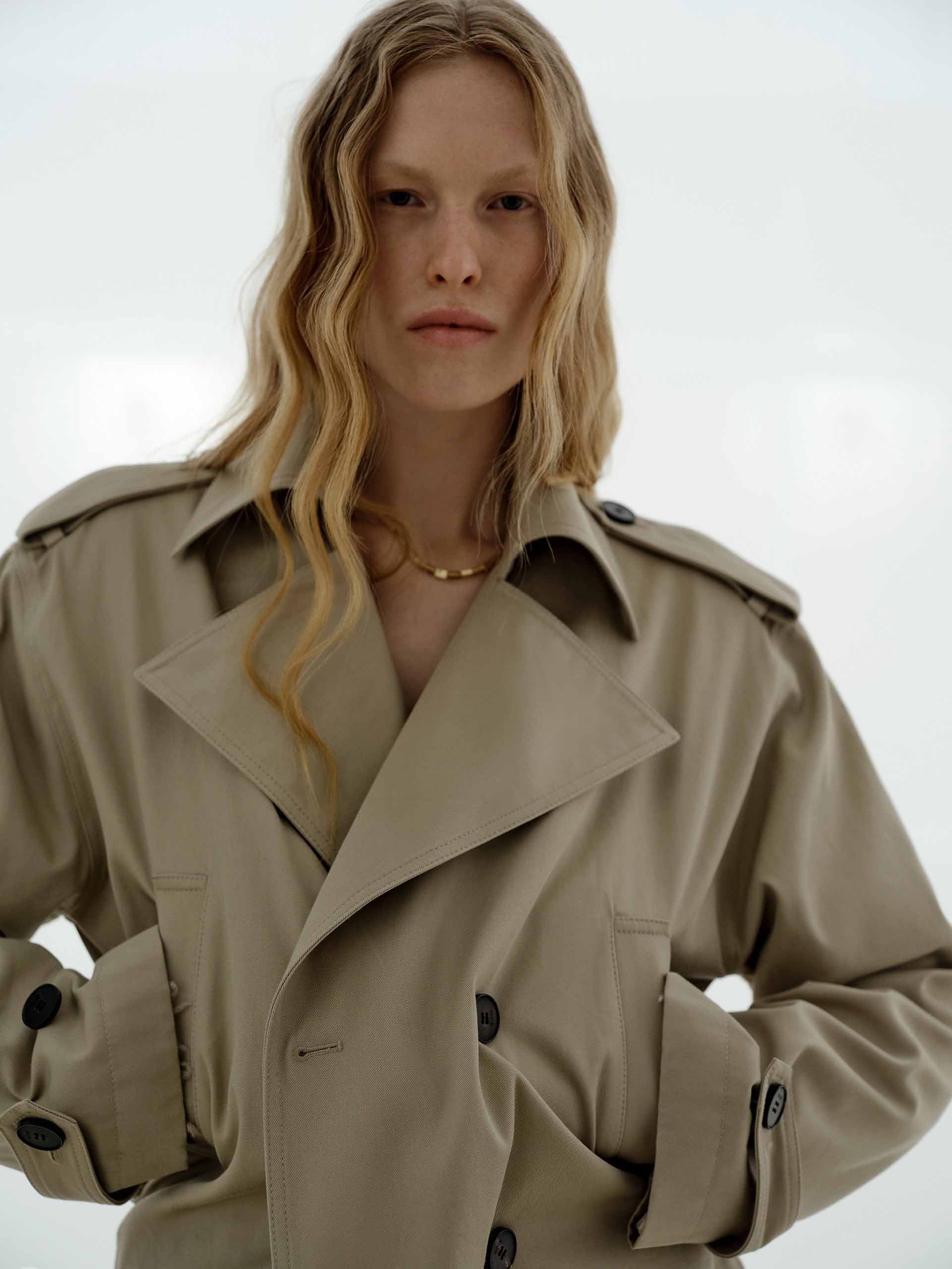Cotton Cropped Trench Coat - Image 7