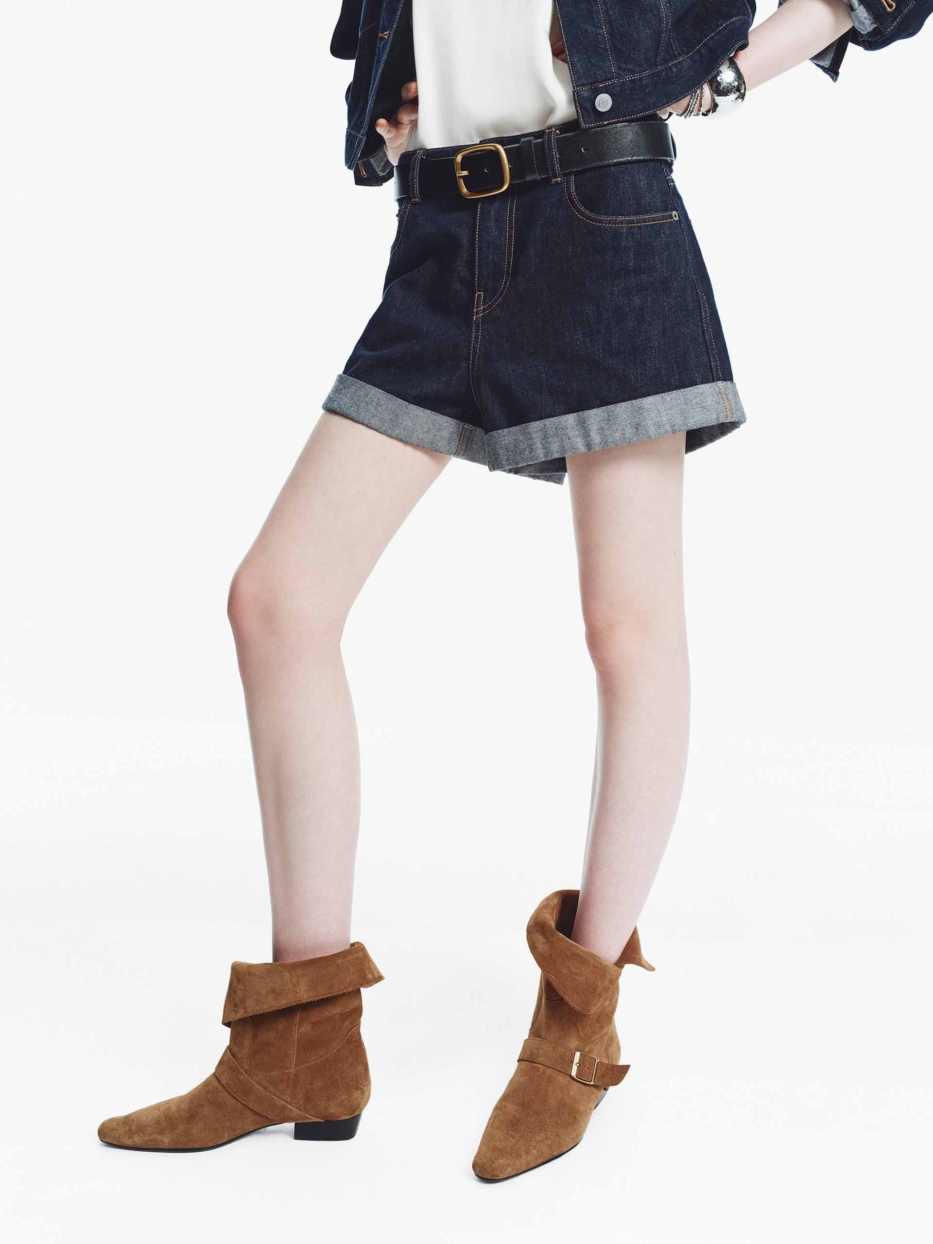 Cotton Cuffed Denim Shorts - Image 6