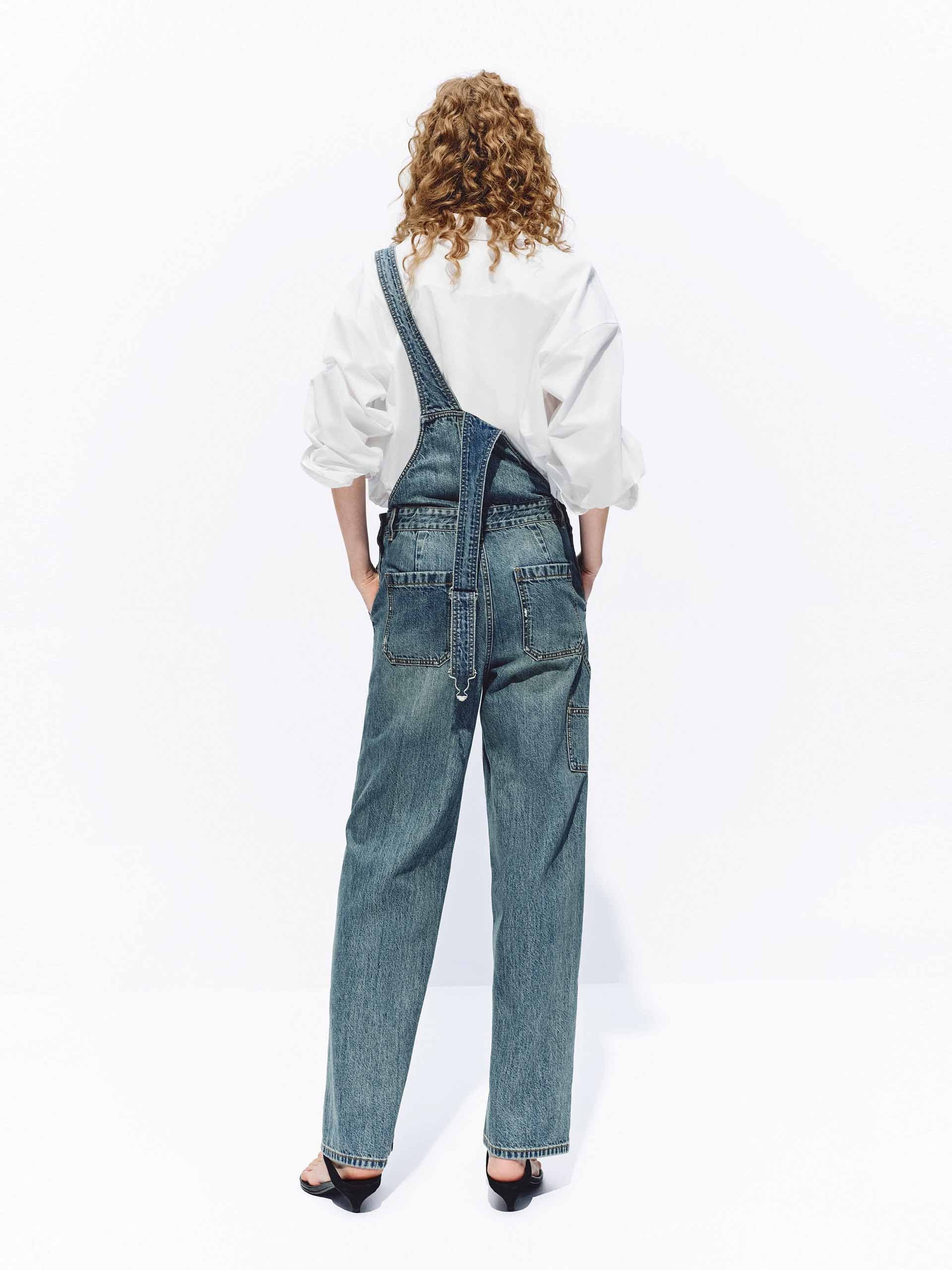 Cotton Denim Overall Jumpsuit - Image 3