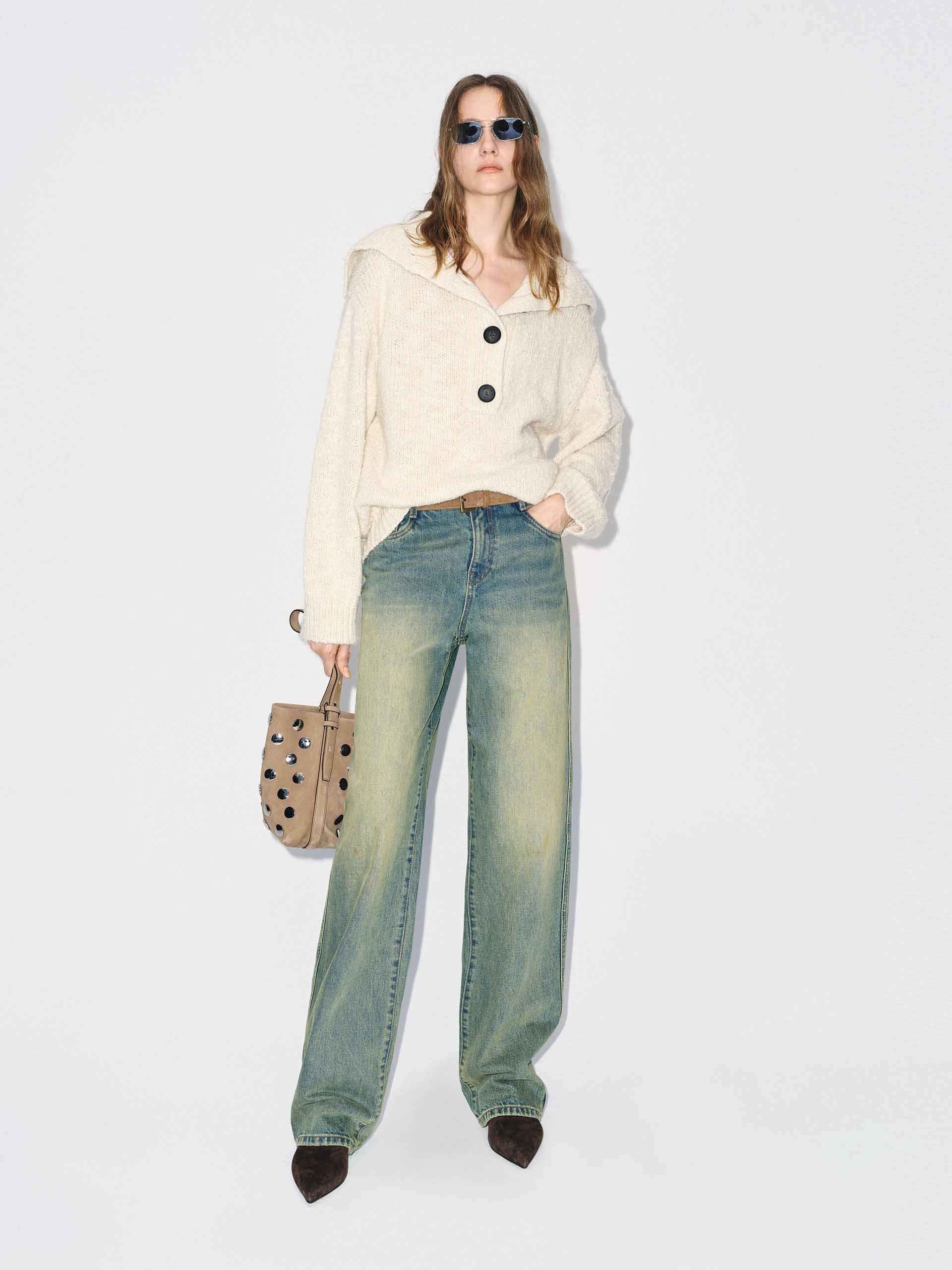 Cotton Faded Distressed Jeans - Image 2